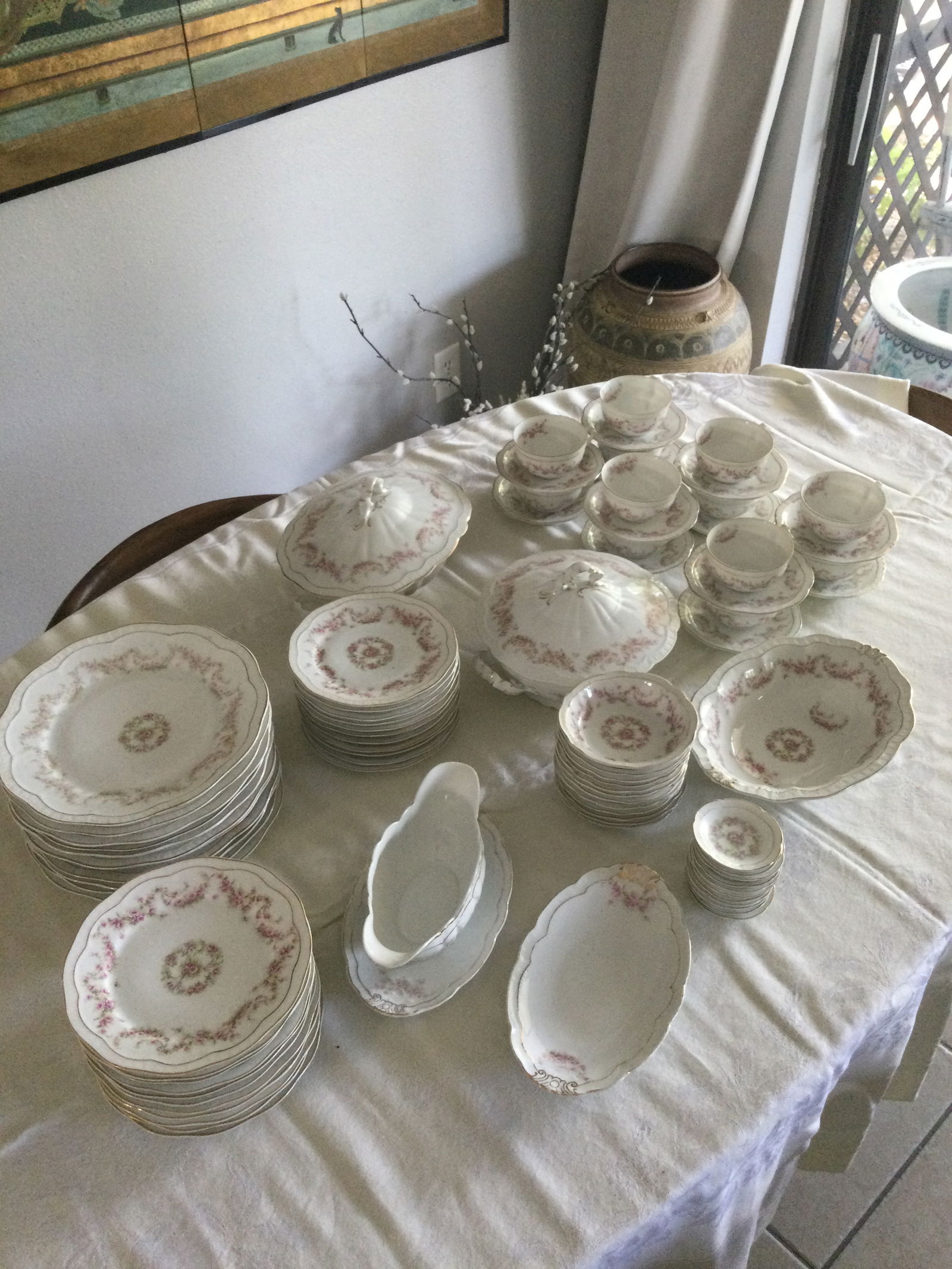 Antique Collectible Circa Late 1800's Orleans Z. S. & Co. Bavaria Germany Chic Roses 85 Pieces Dinne - 2