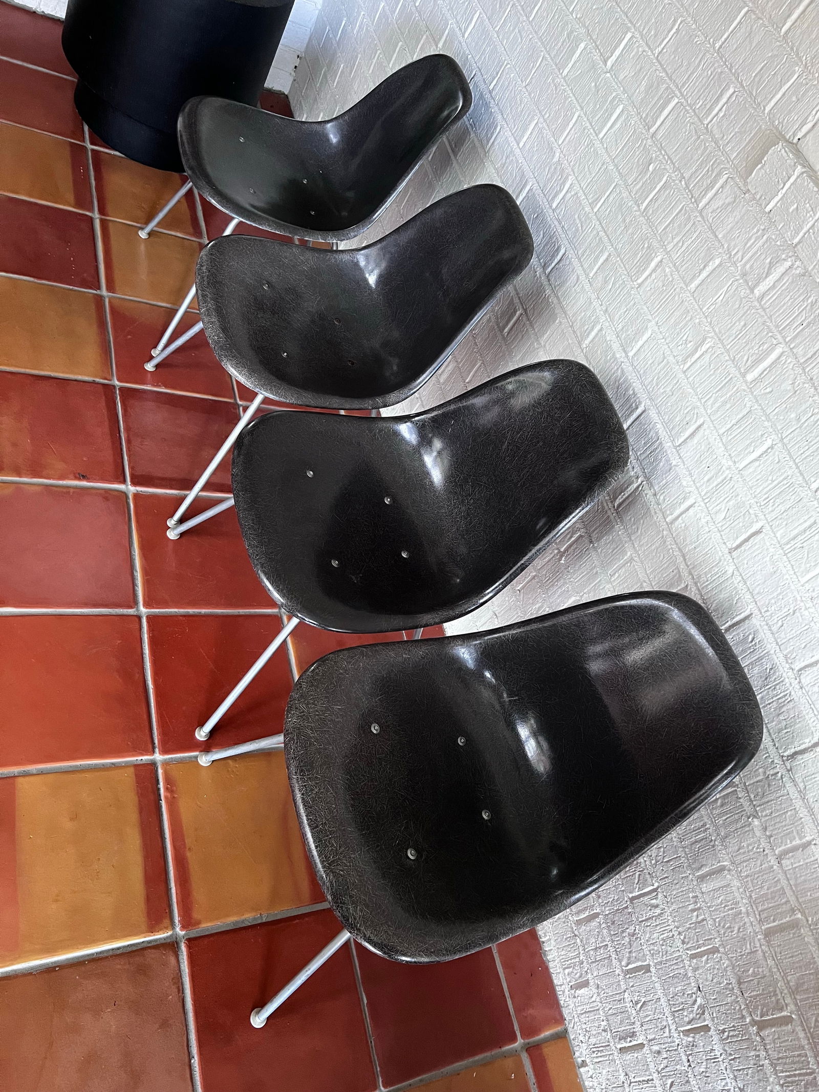 1960s Early Eames Elephant Hide Black Dining Chairs for Herman Miller - Set of 4 - 2