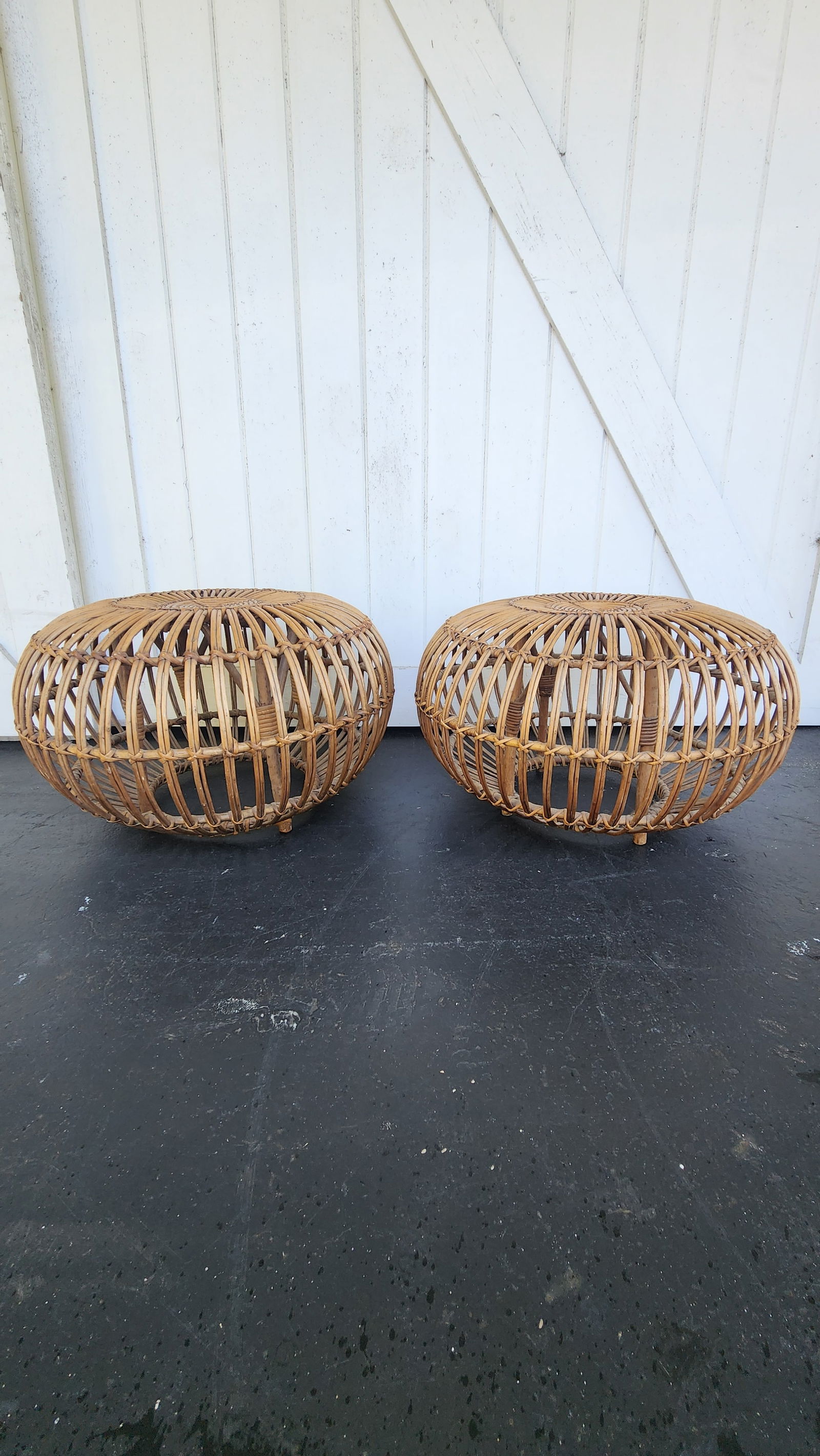 1960s Vintage Rattan Stool - 2