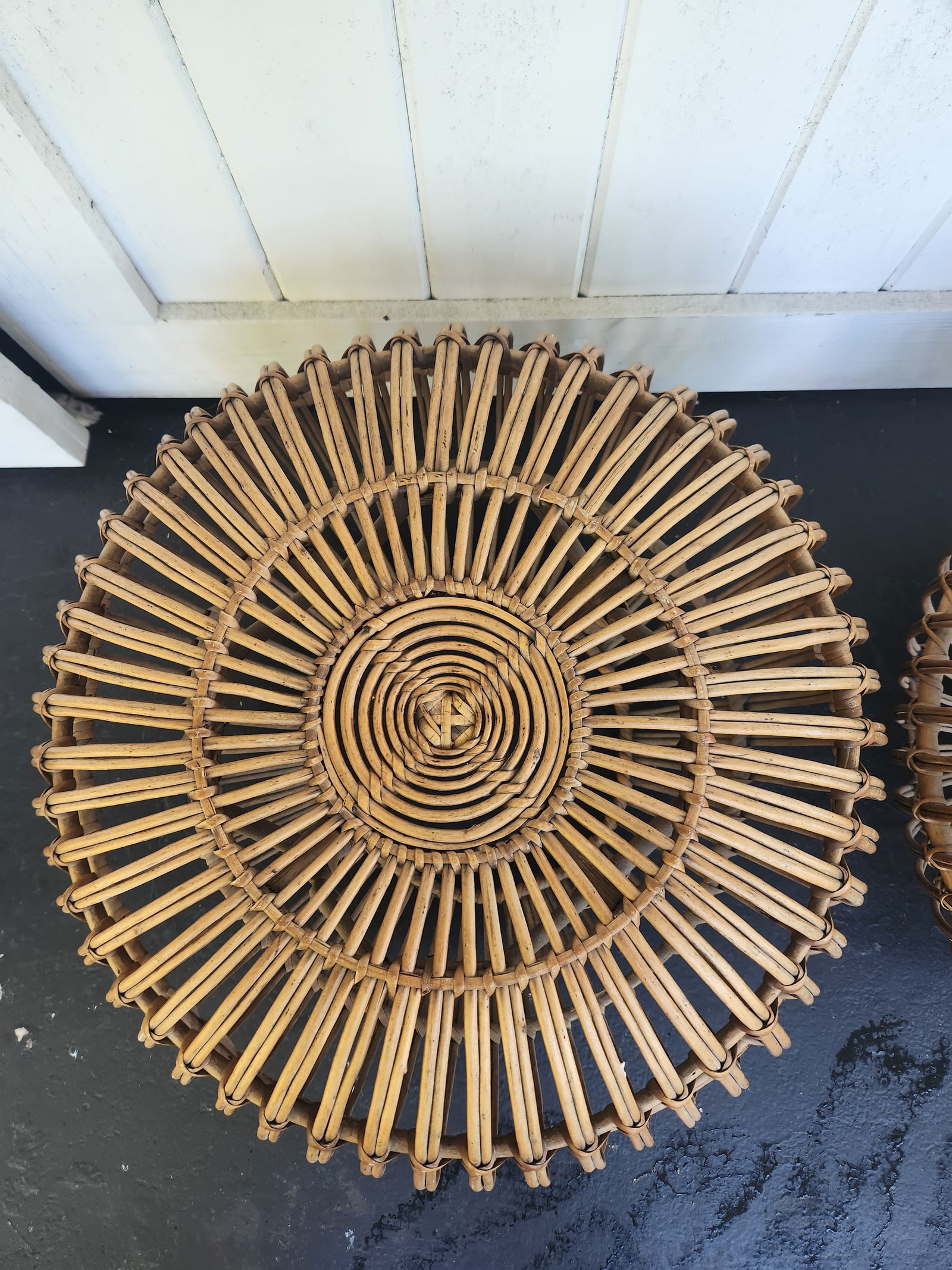 1960s Vintage Rattan Stool - 7