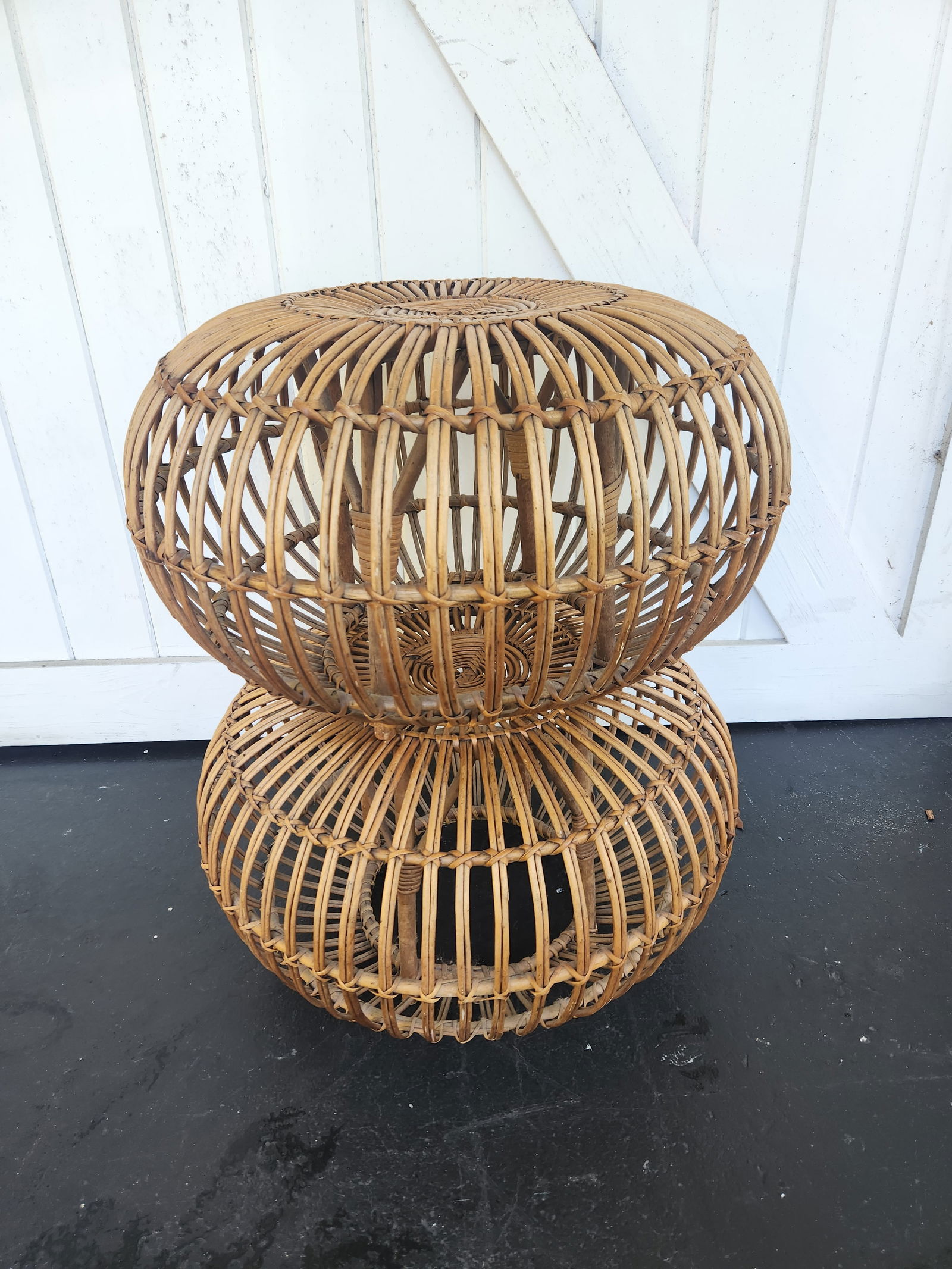 1960s Vintage Rattan Stool - 8