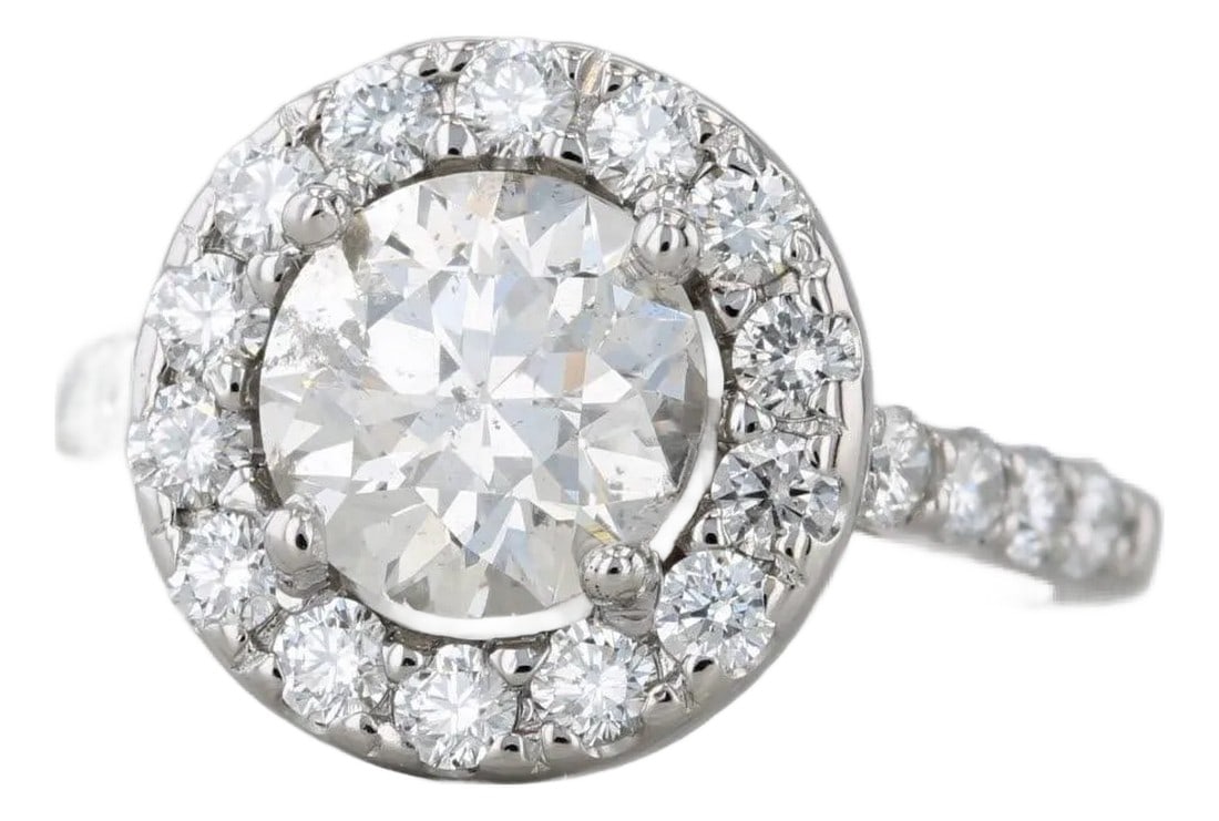 3.25ctw Round Diamond Halo Engagement Ring 14k White Gold Size 7 Gia (1 of 9)