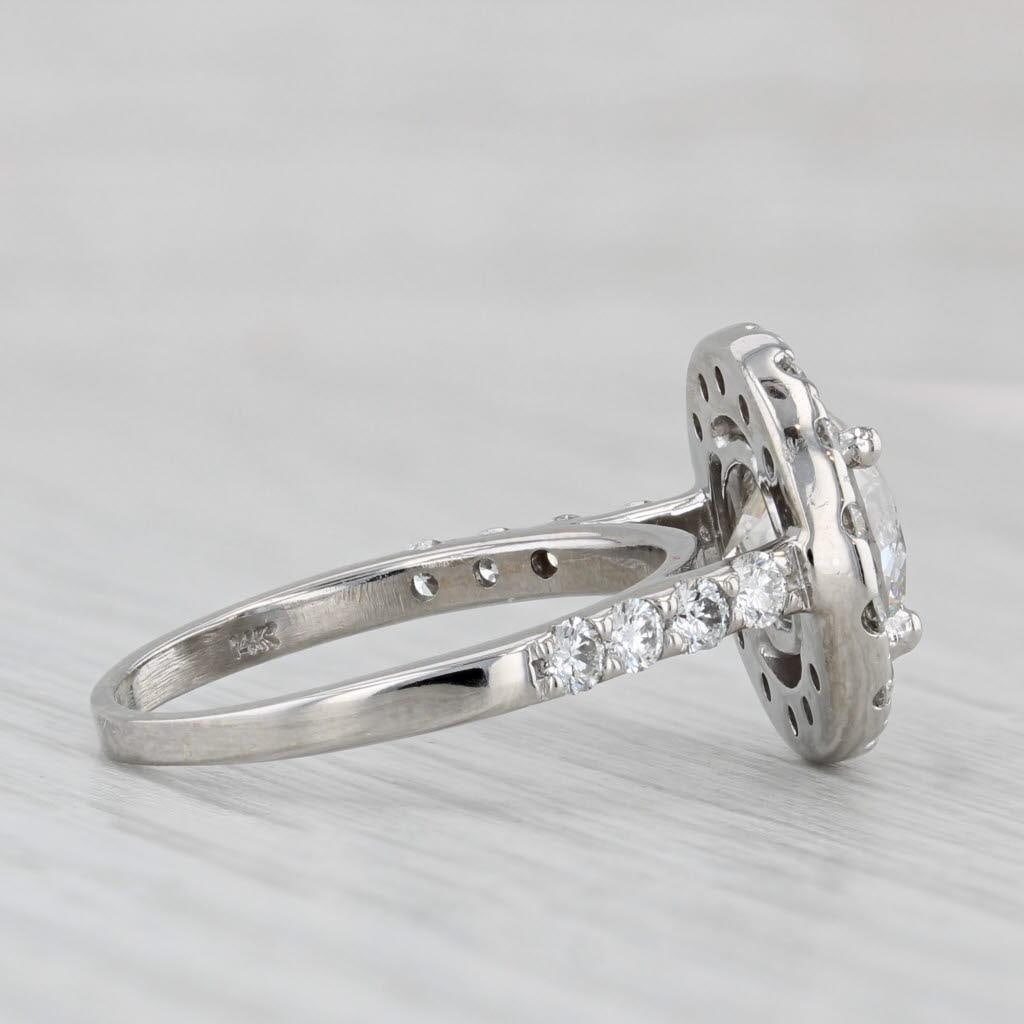 3.25ctw Round Diamond Halo Engagement Ring 14k White Gold Size 7 Gia - 4