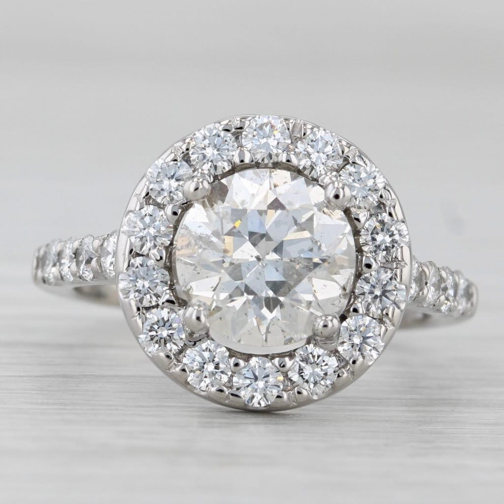 3.25ctw Round Diamond Halo Engagement Ring 14k White Gold Size 7 Gia - 5