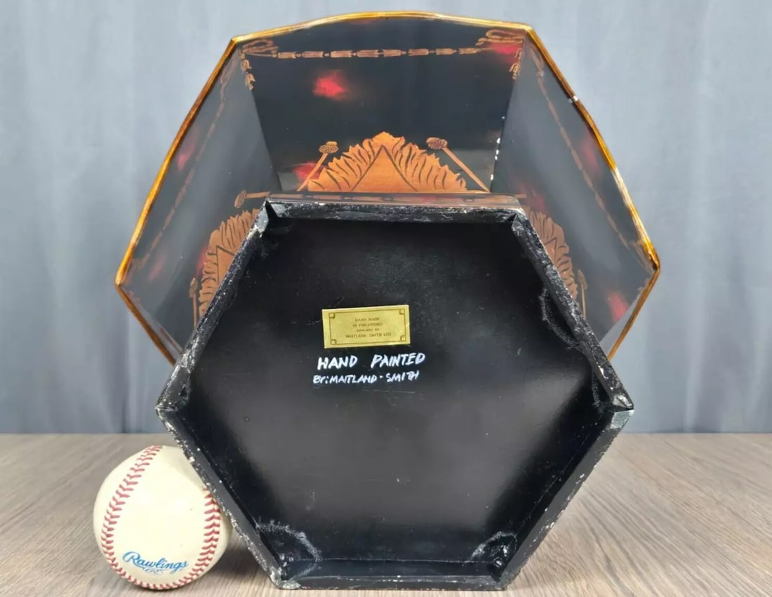 1990s Maitland-Smith Hand Painted Metal Tole Cache Pot Planter - 6