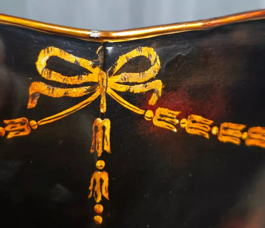 1990s Maitland-Smith Hand Painted Metal Tole Cache Pot Planter - 9