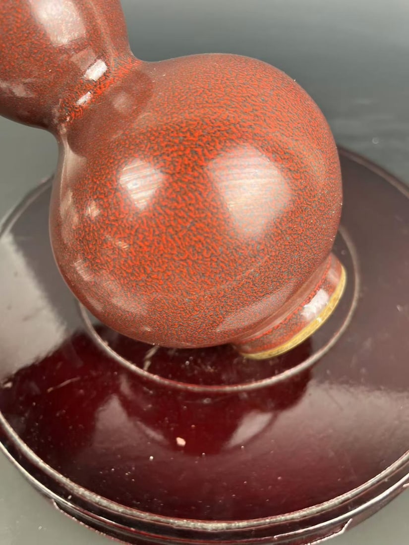 Antique Chinese Porcelain Qing Dynasty Kangxi Marked FlambÃ© Glaze Porcelain Double-Gourd - 3