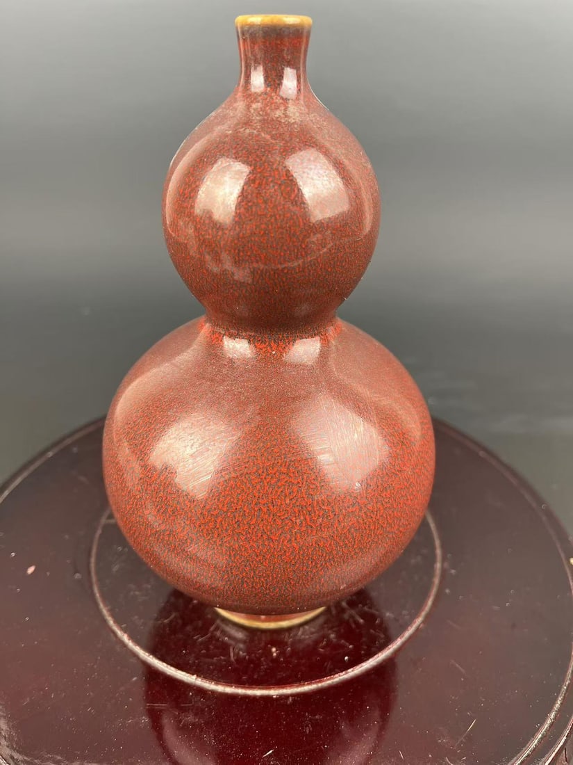 Antique Chinese Porcelain Qing Dynasty Kangxi Marked FlambÃ© Glaze Porcelain Double-Gourd - 5