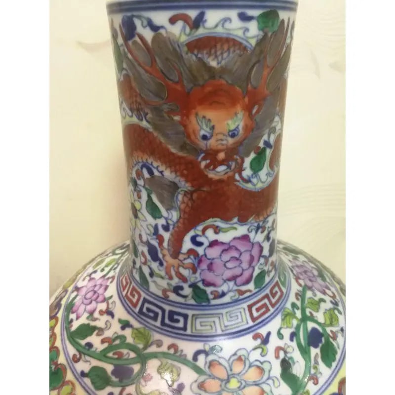 Pair of Chinese Mid 19th Century Porcelain Vases Qing Dynasty Qianlong Marked Blue and White Doucai - 11