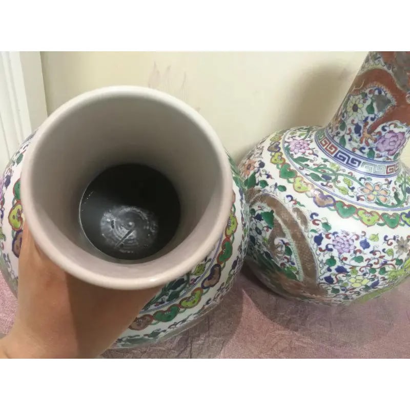 Pair of Chinese Mid 19th Century Porcelain Vases Qing Dynasty Qianlong Marked Blue and White Doucai - 9