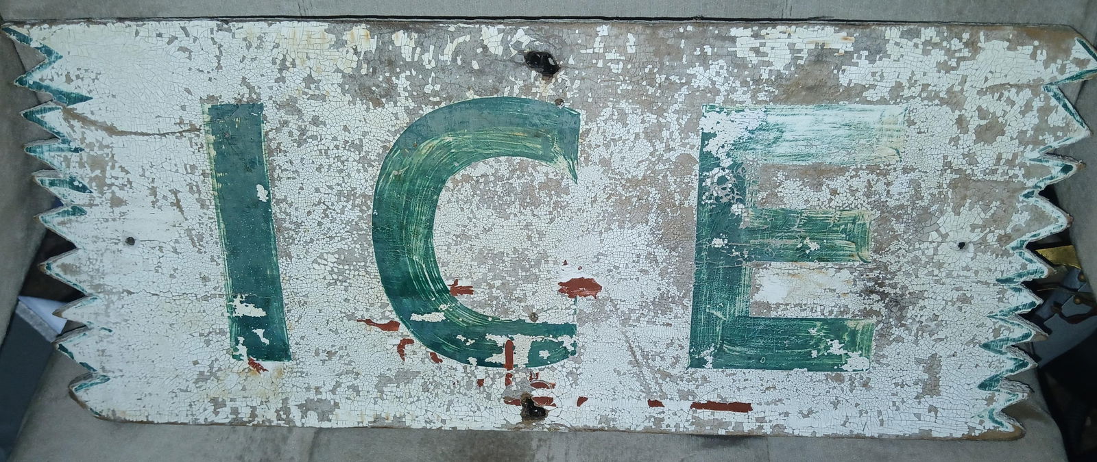 Vintage Old Farm Store Ice Wood Sign - 5