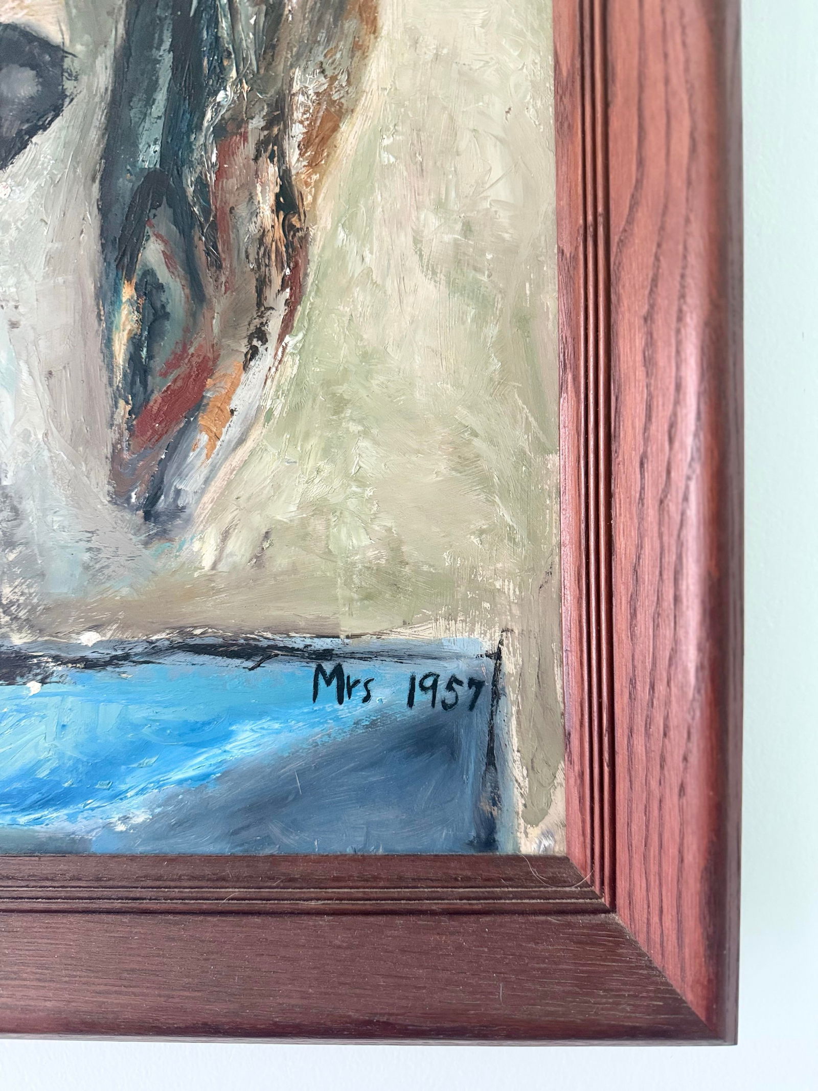 Mid-Century Textural Still Life Painting on Board, Signed Mrs 1957 - 4