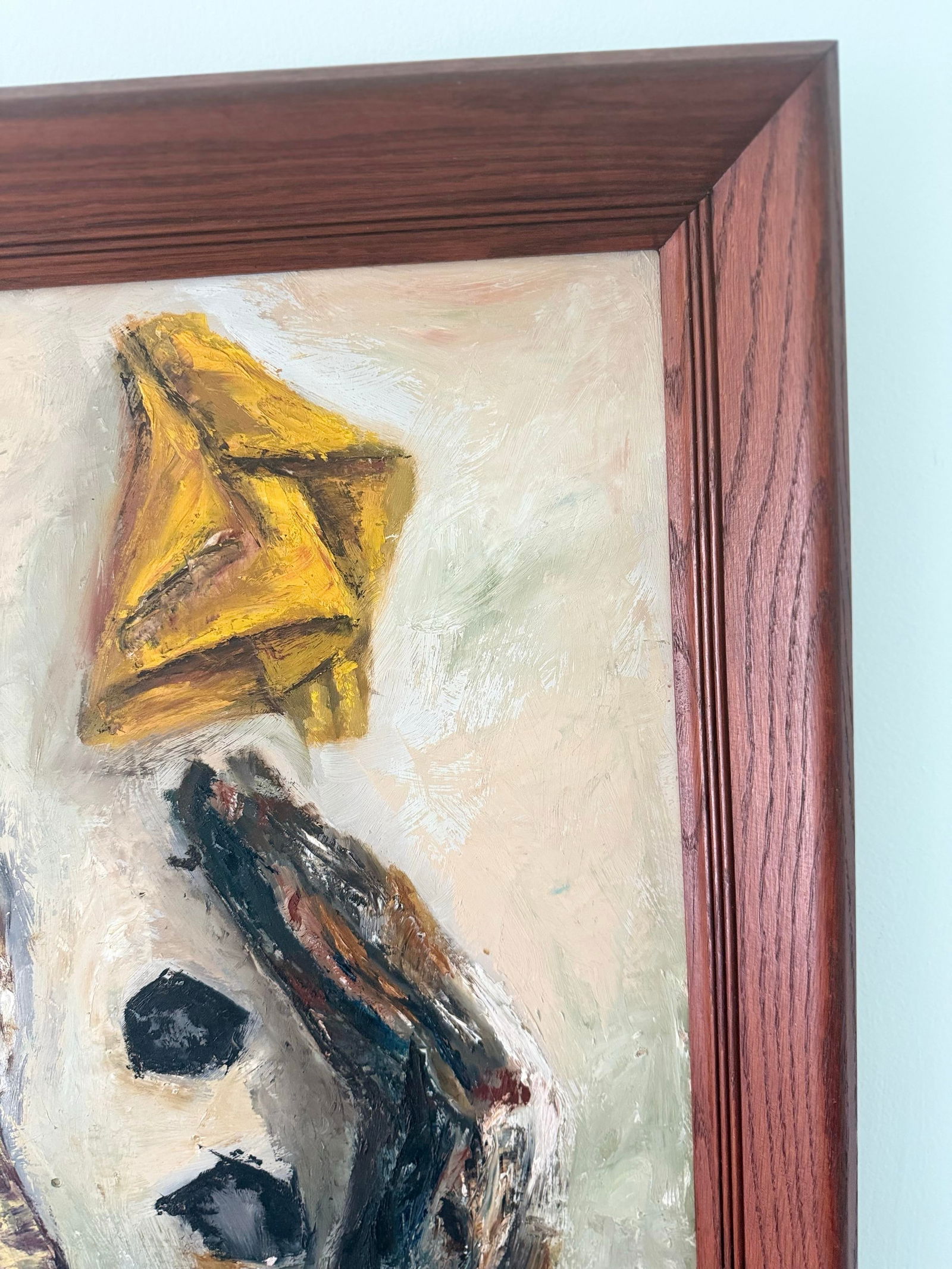 Mid-Century Textural Still Life Painting on Board, Signed Mrs 1957 - 9
