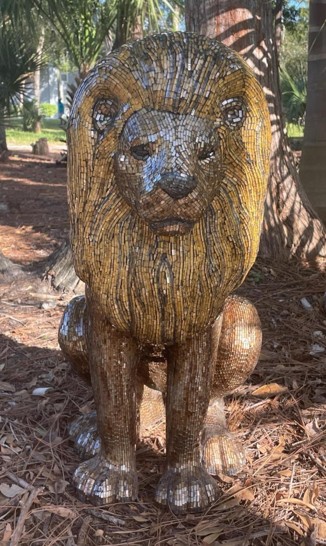 1990s Mosaic Glass Lion Floor Statue - 4