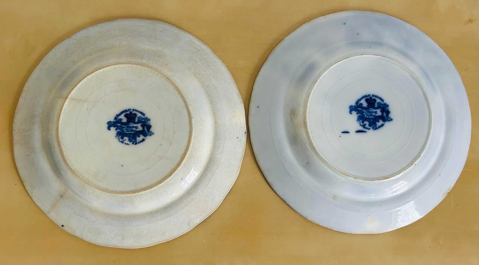 Antique 1893 Flow Blue Stoneware "Fairy Villas" Made in England by W Adams Co. -8 Pieces - 12