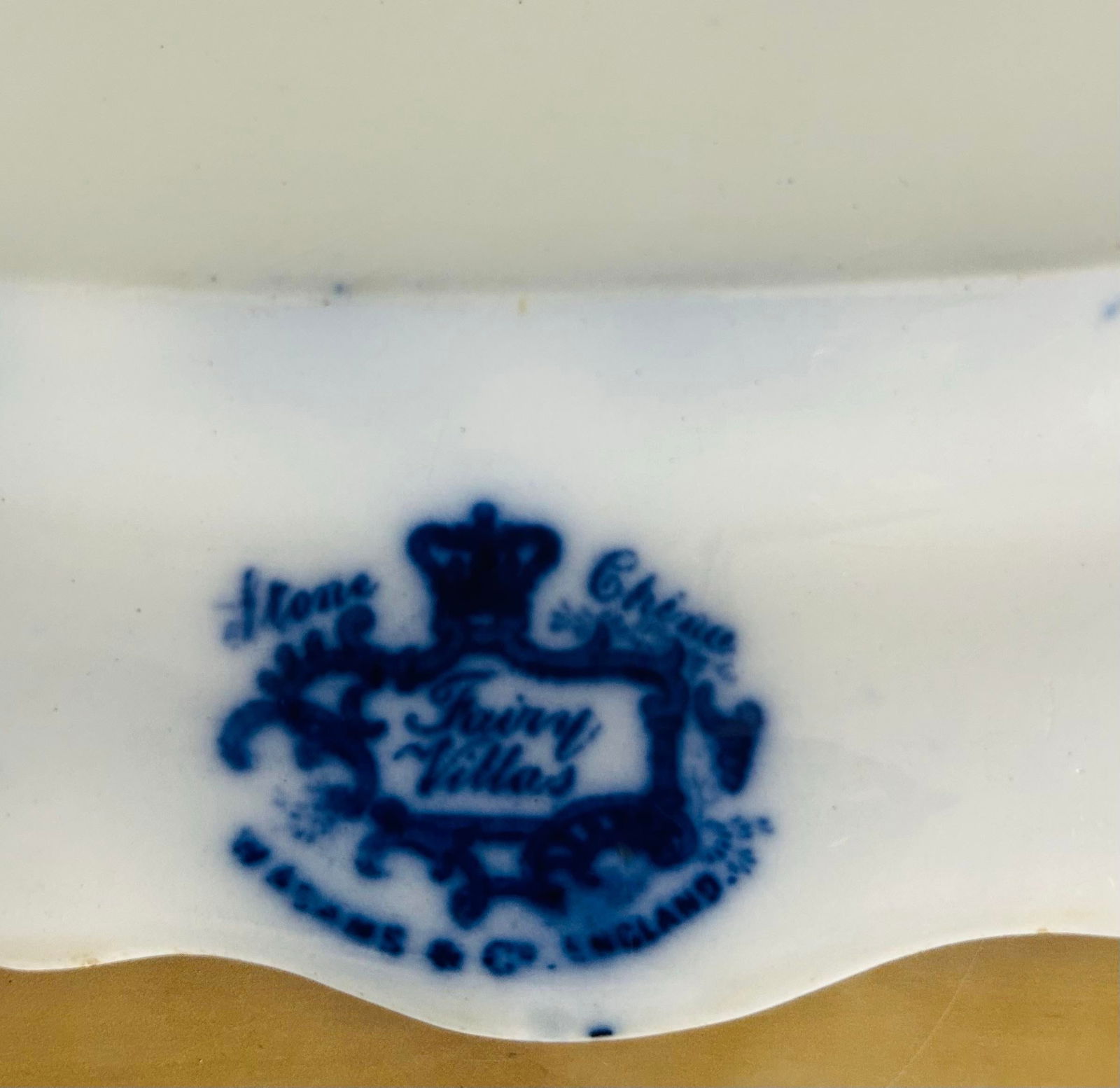 Antique 1893 Flow Blue Stoneware "Fairy Villas" Made in England by W Adams Co. -8 Pieces - 5