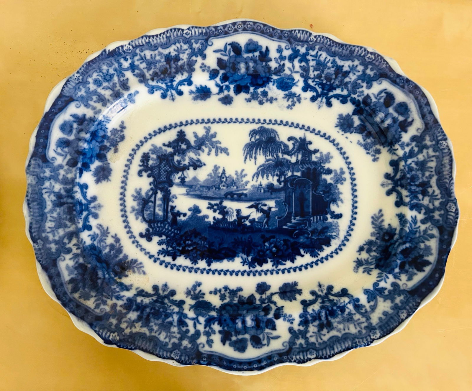 Antique 1893 Flow Blue Stoneware "Fairy Villas" Made in England by W Adams Co. -8 Pieces - 8