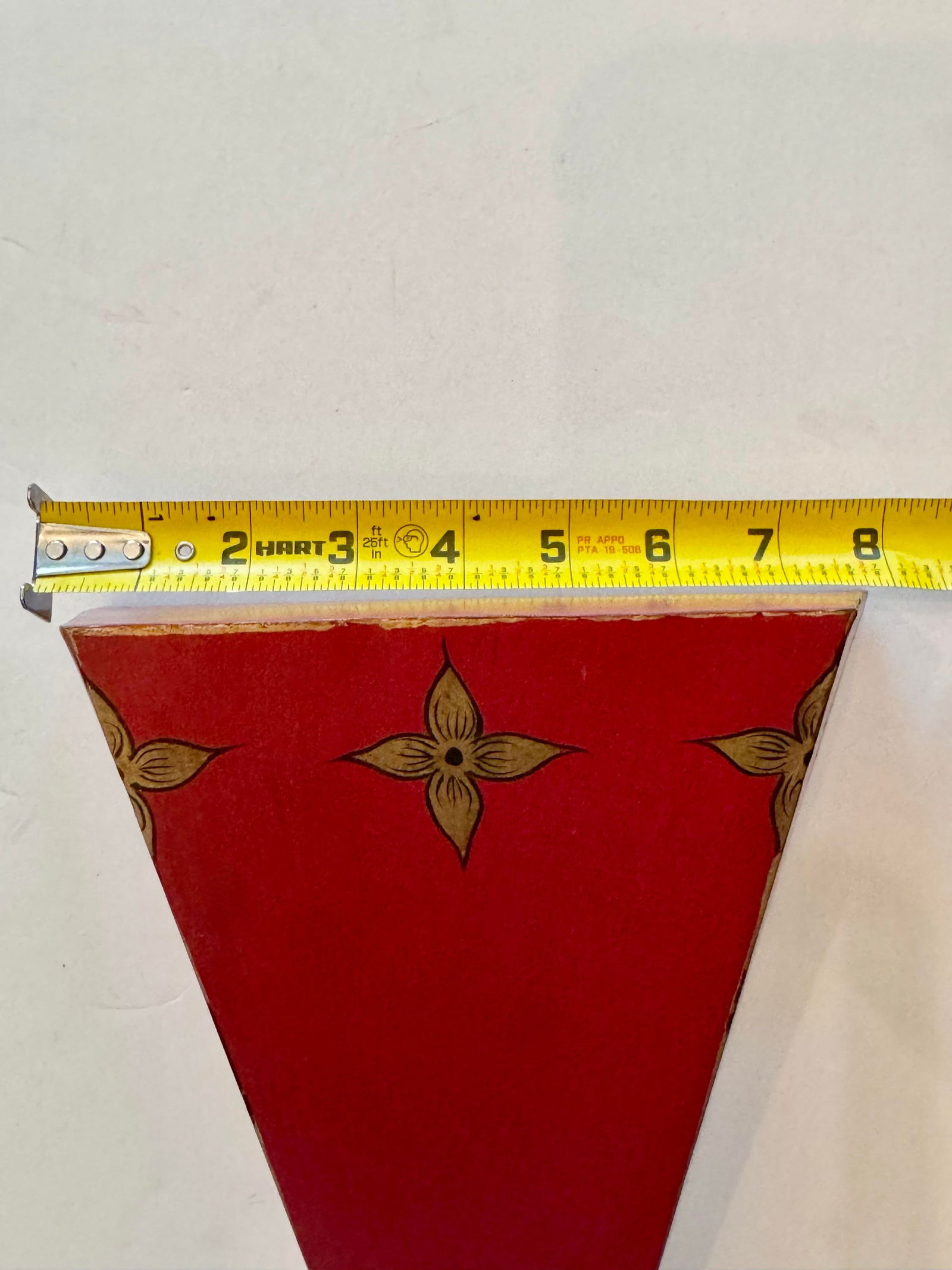 Set of 2 Vintage 20th Century Dark Red Metal Tole Wall Shelves With Gold Accents - 3