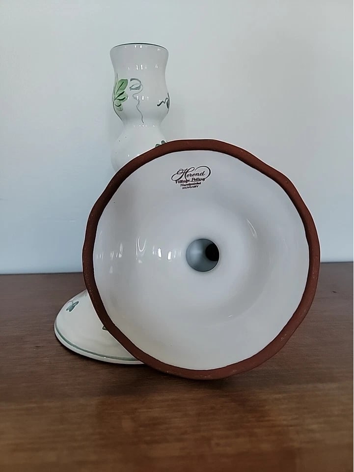 Vintage Herend Hungary Ivy Candlestick Single Candle Holder-Pair - 4