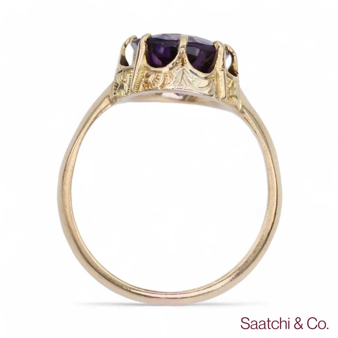 Mid 20th Century Vintage Amethyst Ring 14k (585) Yellow Gold Vintage Amethyst Ring, Size 5 - 6