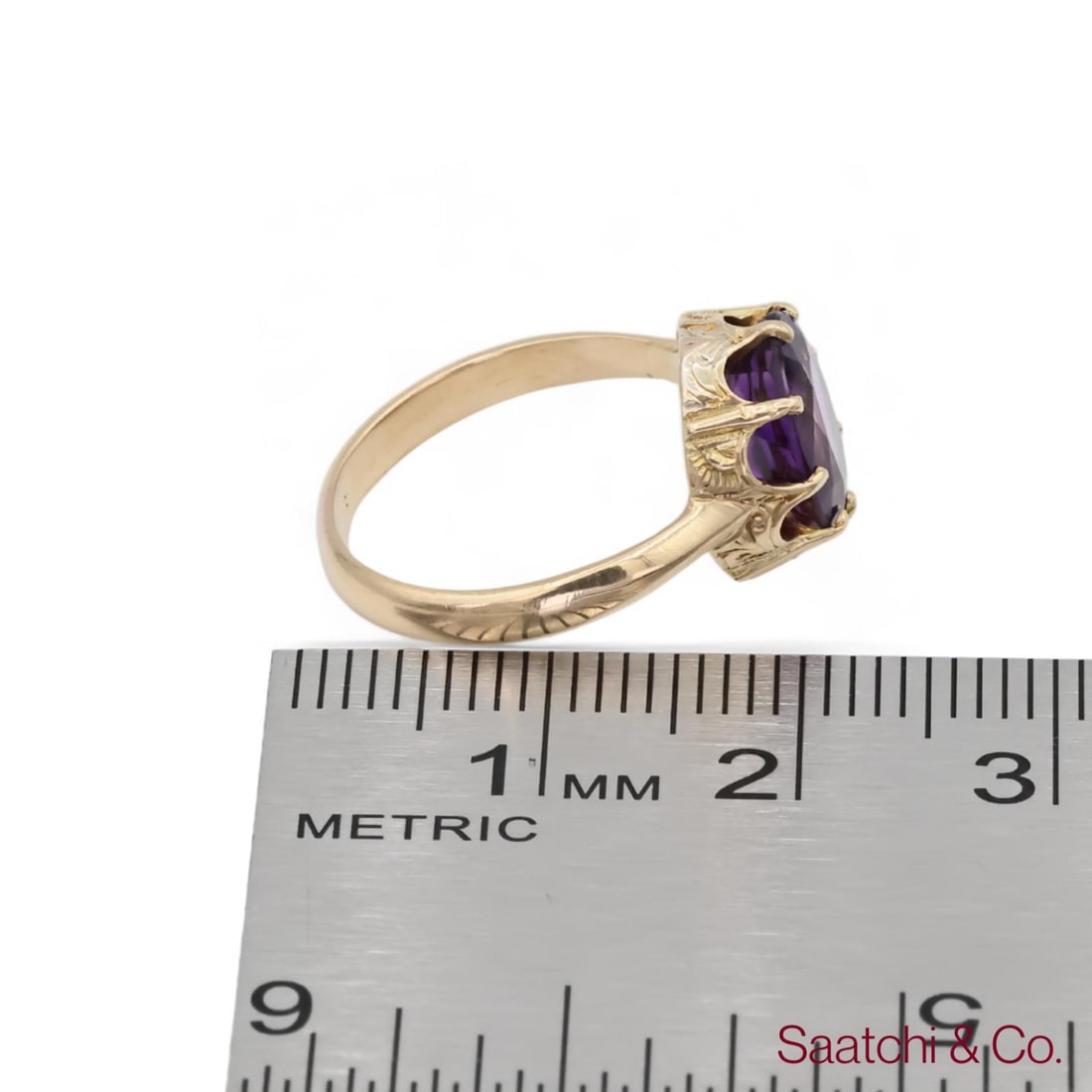 Mid 20th Century Vintage Amethyst Ring 14k (585) Yellow Gold Vintage Amethyst Ring, Size 5 - 9
