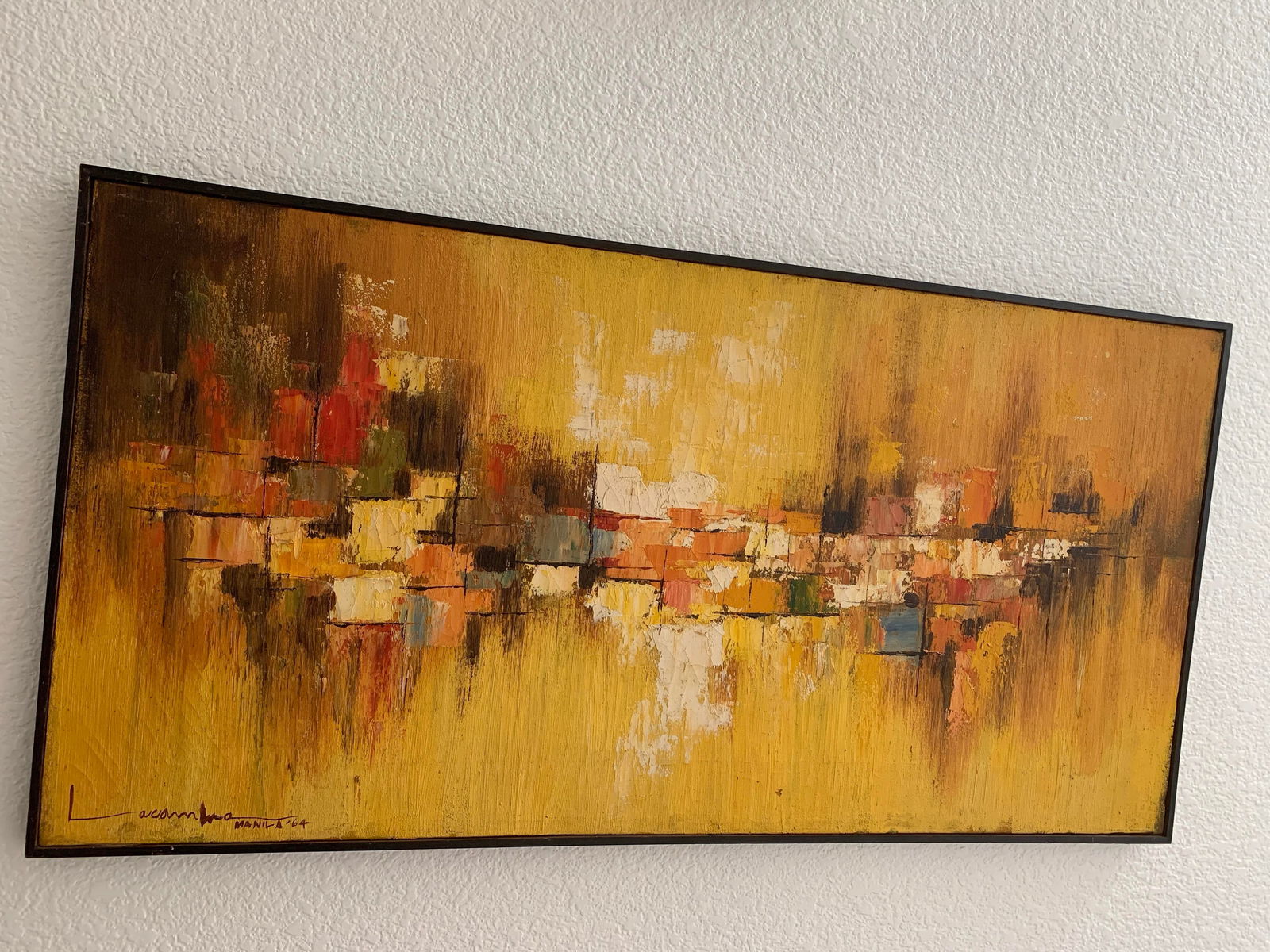 Large Midcentury Modern Framed Abstract Oil Painting, Circa 1964 - 2
