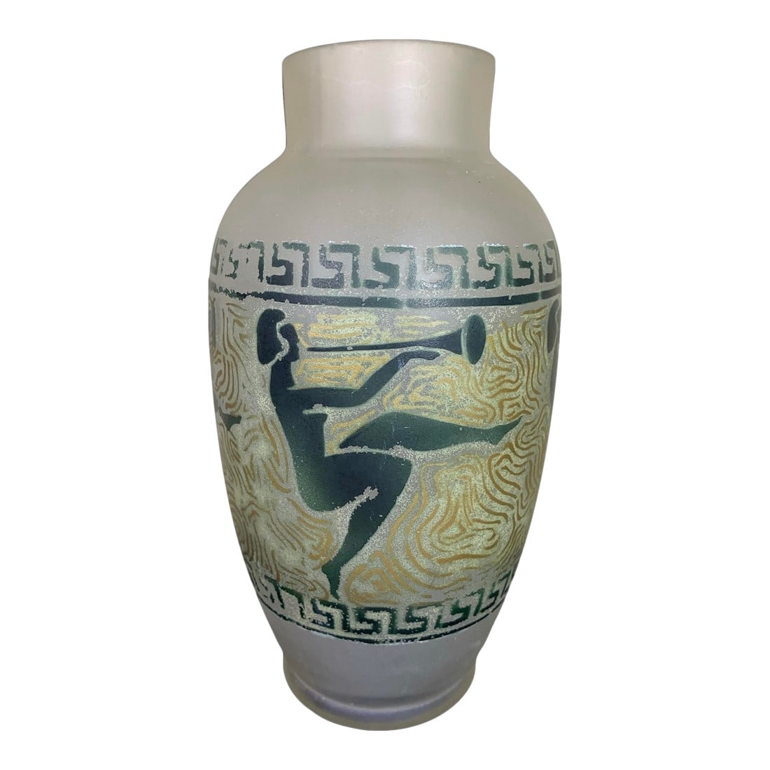 French Art Deco Nudes Playing Horns Opaline Vase Signed Loti Nancy C 1920 (1 of 6)