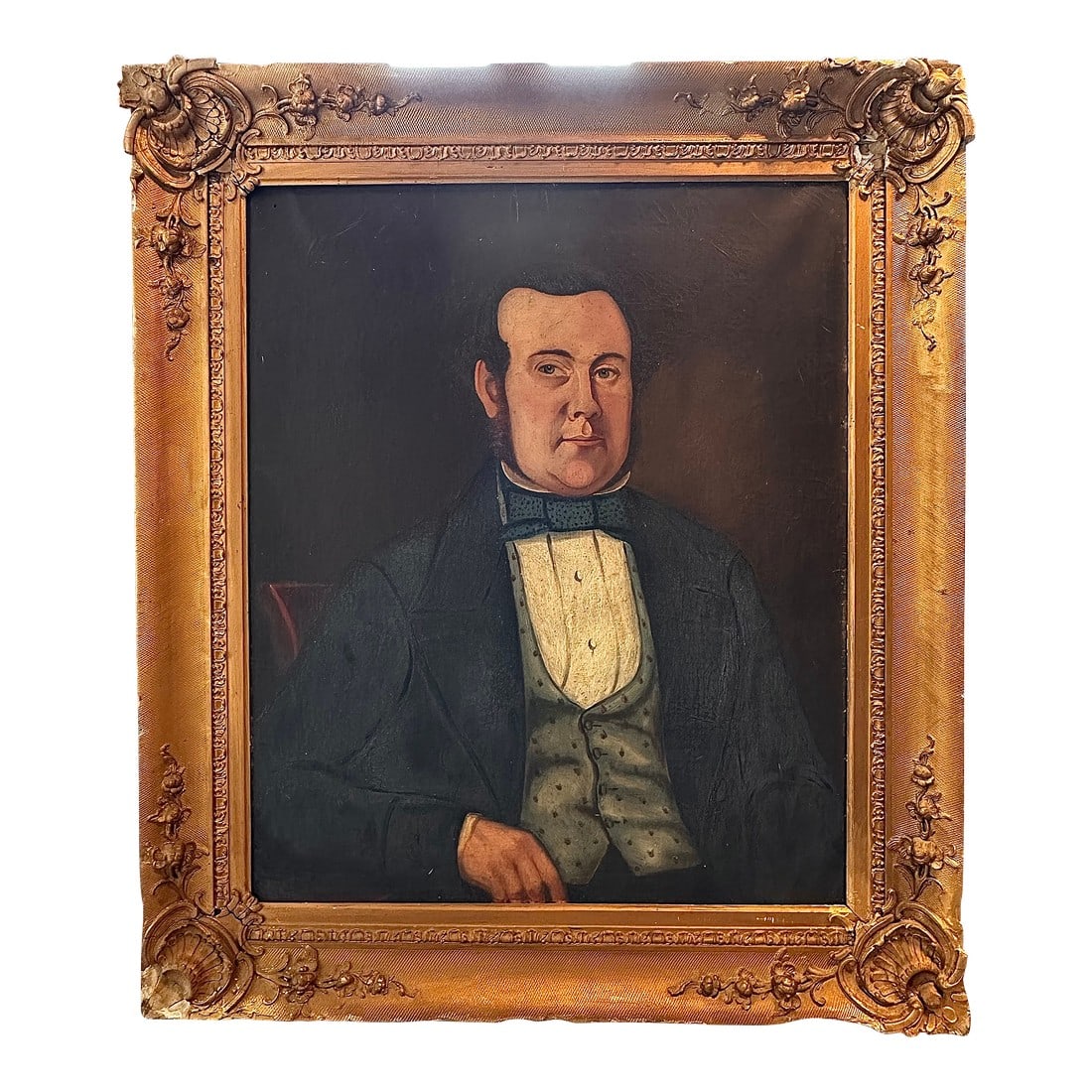 Large 19th-Century Portrait of a Gentleman in Ornate Gilt Frame (1 of 8)