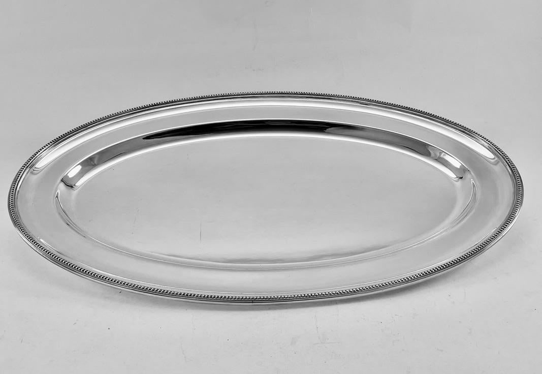 1960 Vintage Mappin & Webb Silver Oval Platters, Bead Mount- Set of 2 - 2