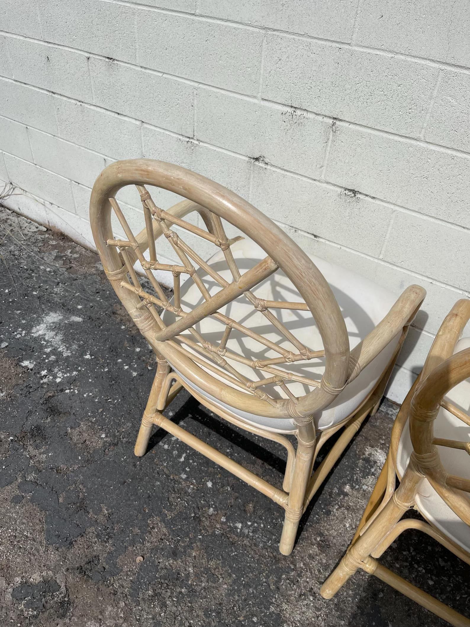 Mid 20th Century Rattan Chairs McGuire Style Cracked Ice Chippendale Bamboo Armchair - Set of 4 - 8