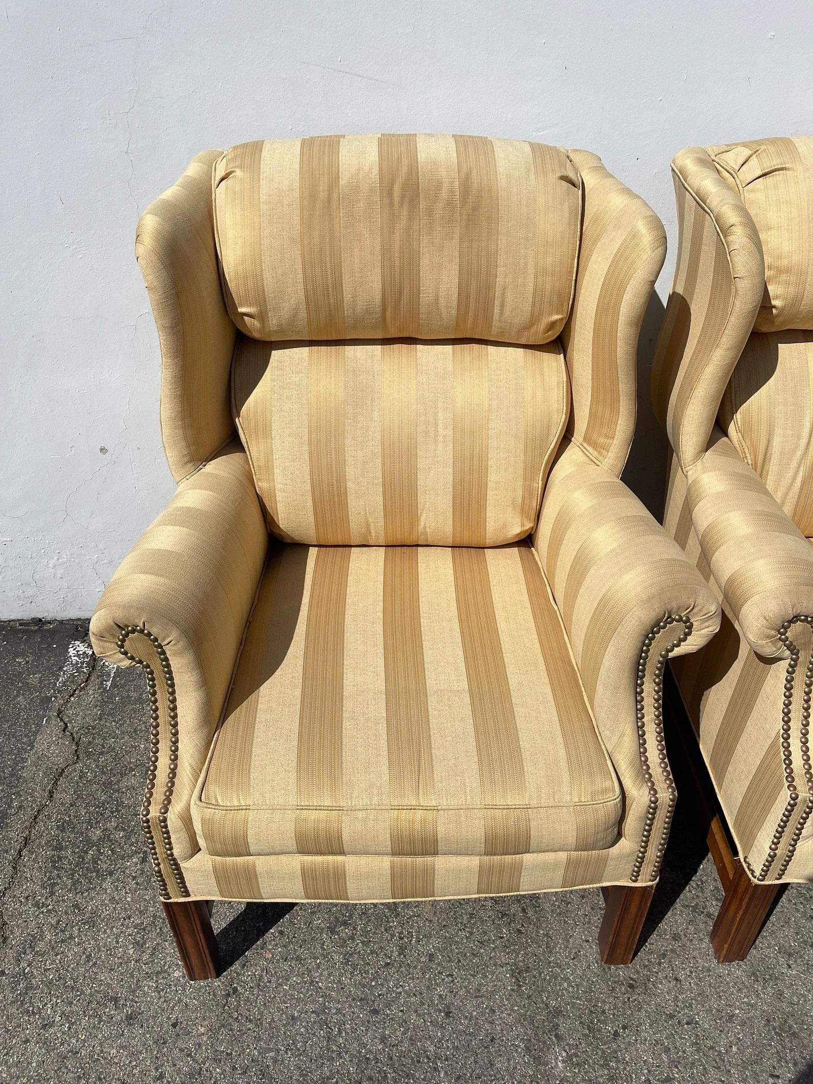Late 20th Century Pair of Vintage Wingback Armchairs - 6