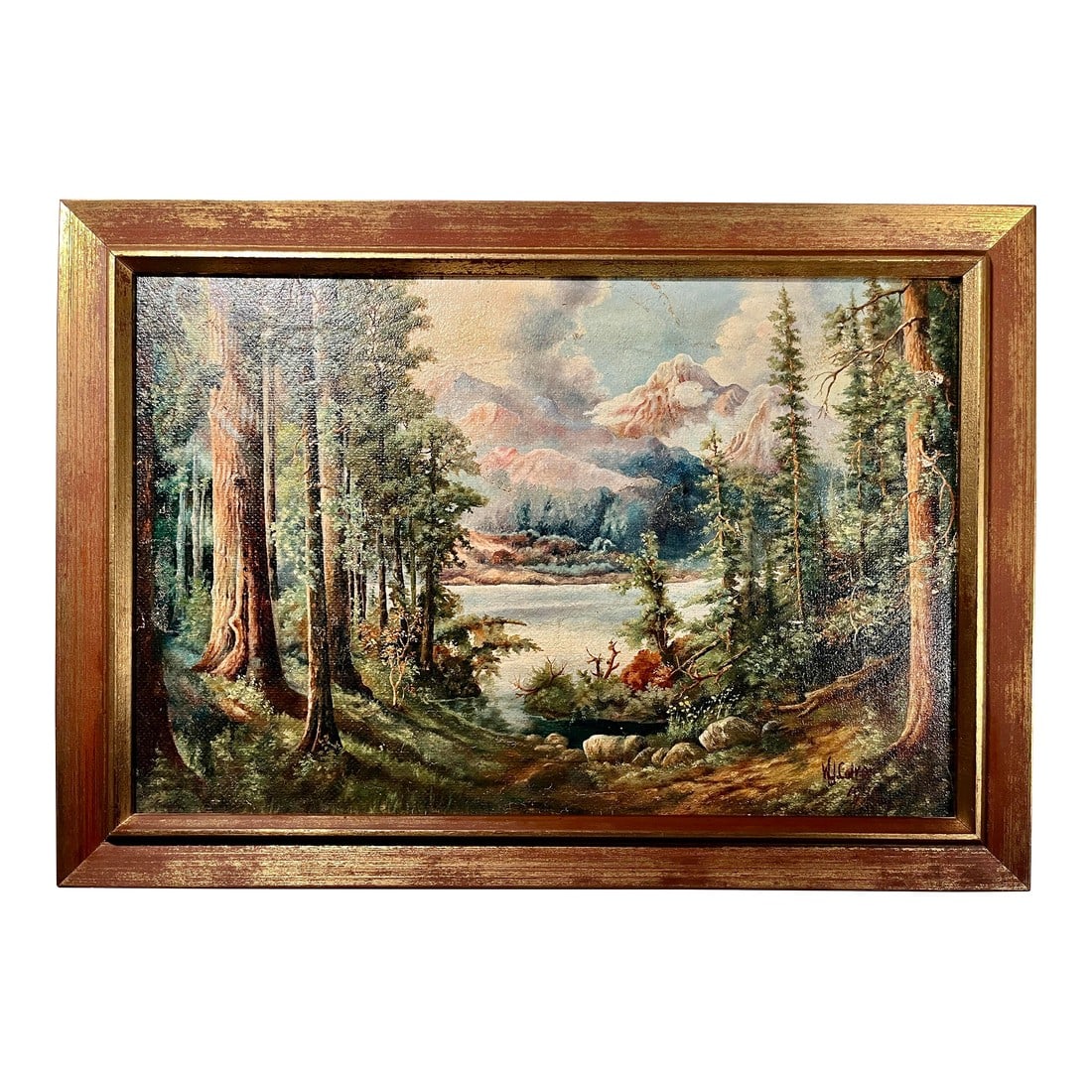 1932 Original Oil on Board Forest Landscape Painting Framed & Signed (1 of 8)
