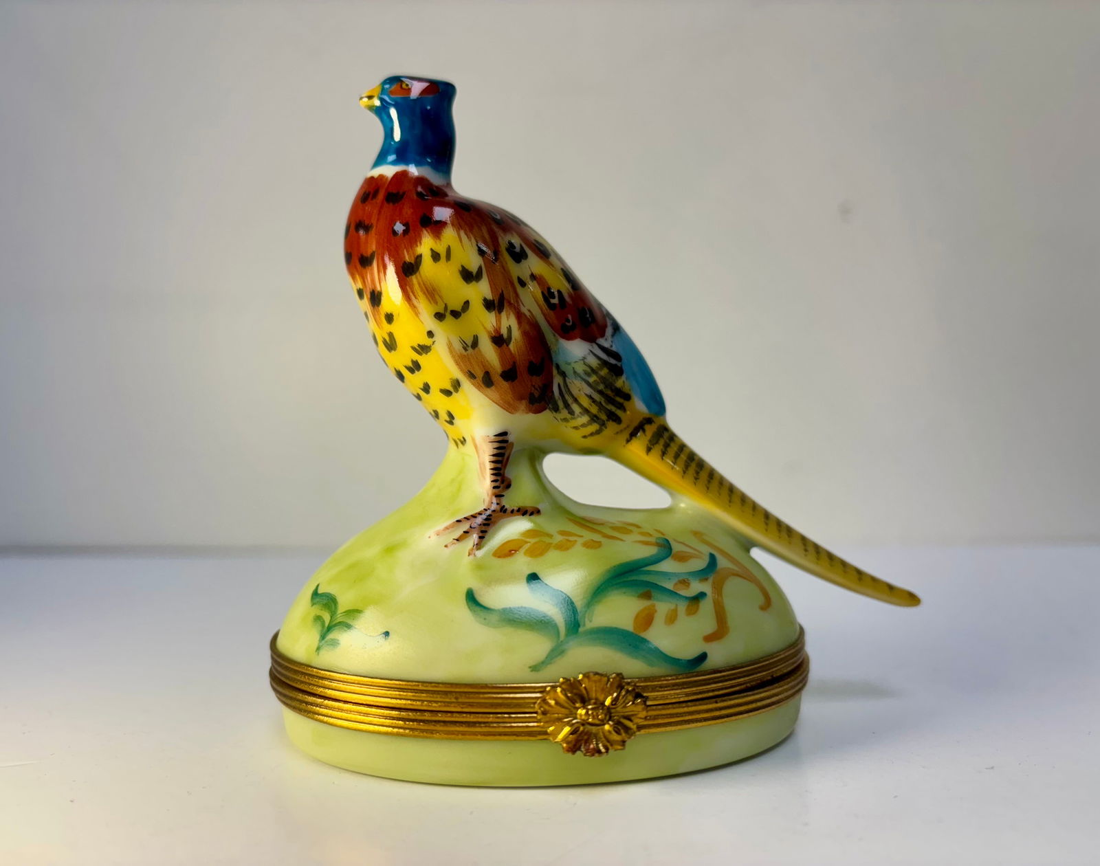 Vintage Limoges Hand-Painted Pheasant Trinket Box - 2