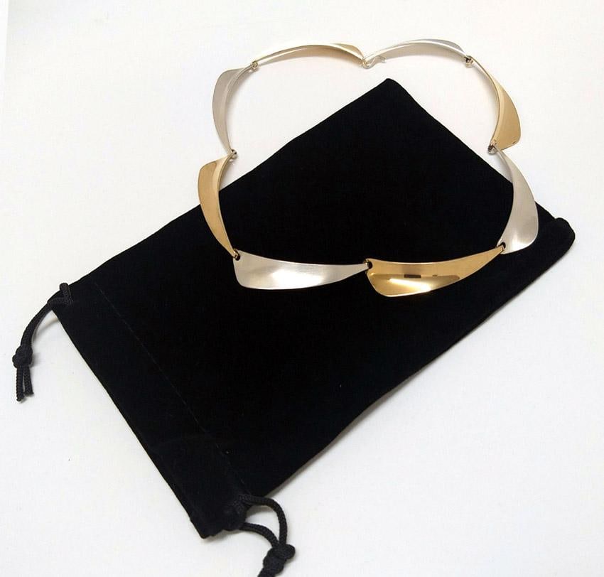 1990s Modernist Silver & Gold Neck Piece, Vintage Gerhard Herbst Studios Linking Collar - 6