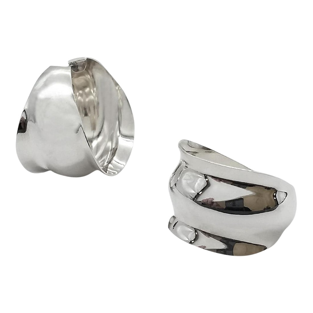 1990s Silver Hoops, Hammer Formed Sterling Silver Earrings, Gerhard Herbst Studio, Mid Century Style (1 of 8)