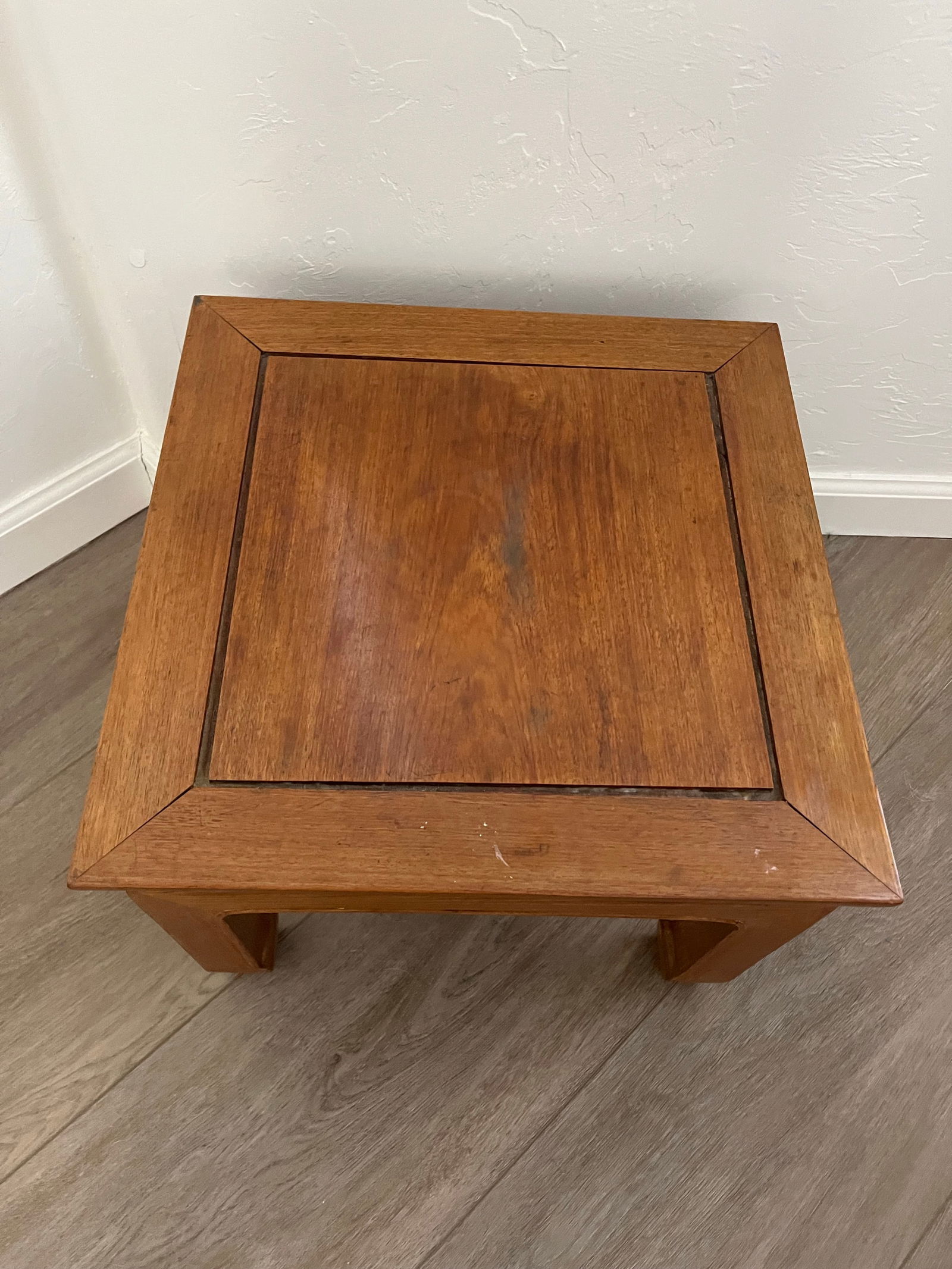 Vintage Chinoiserie Ming Style Wooden Side Table -Plant Stand - 2