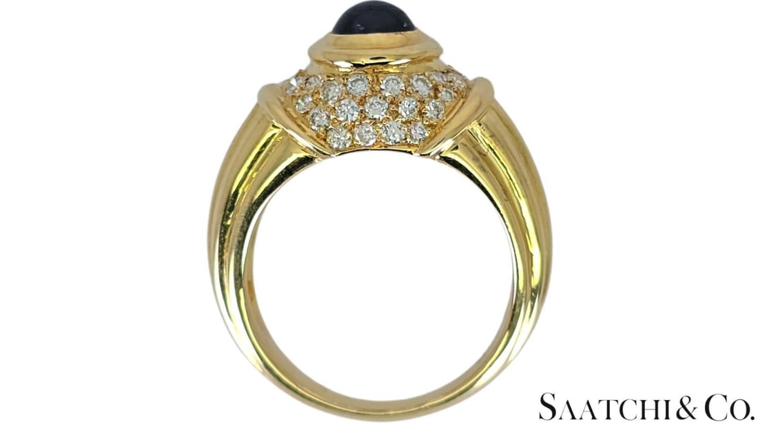 Late 20th Century 18k (750) Yellow Gold, VVS-vs 0.80 Ct Natural Diamond & 0.7 Ct Sapphire, 8.9gram - 5
