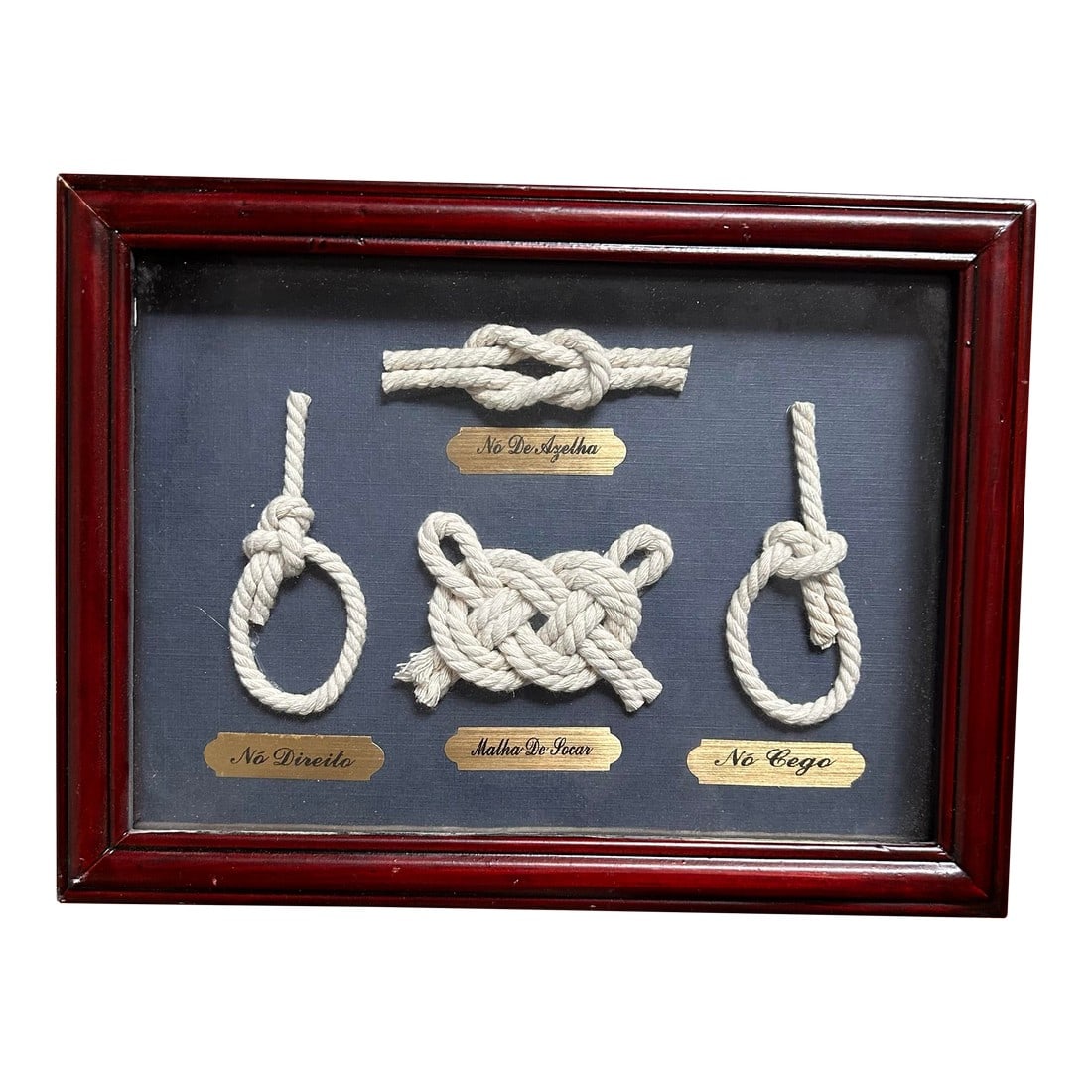 Vintage Framed Nautical Knot Display With Portuguese Labels- Coastal Wall Decor (1 of 7)