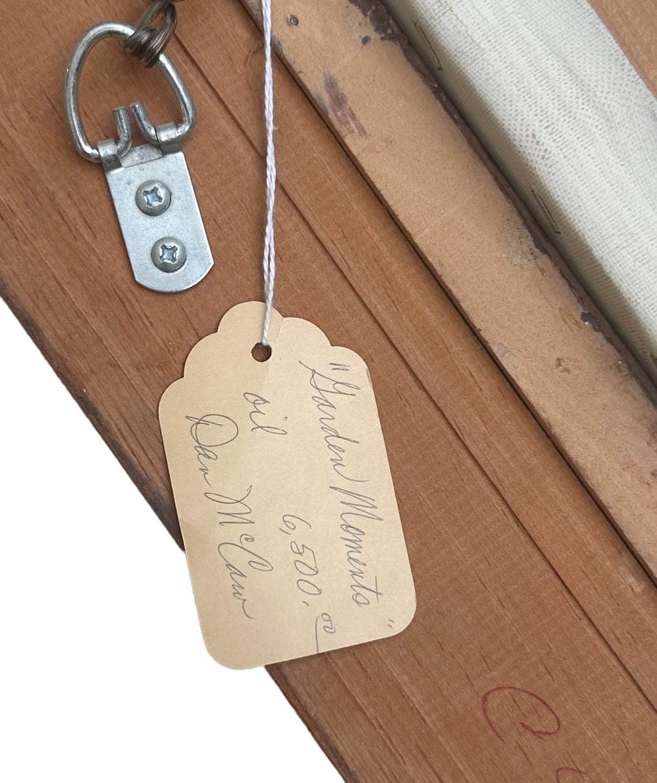 Mid 20th Century Mid Century Impressionist Oil Painting "Sunlit Woman Garden Bouquet" by Dan McC - 4