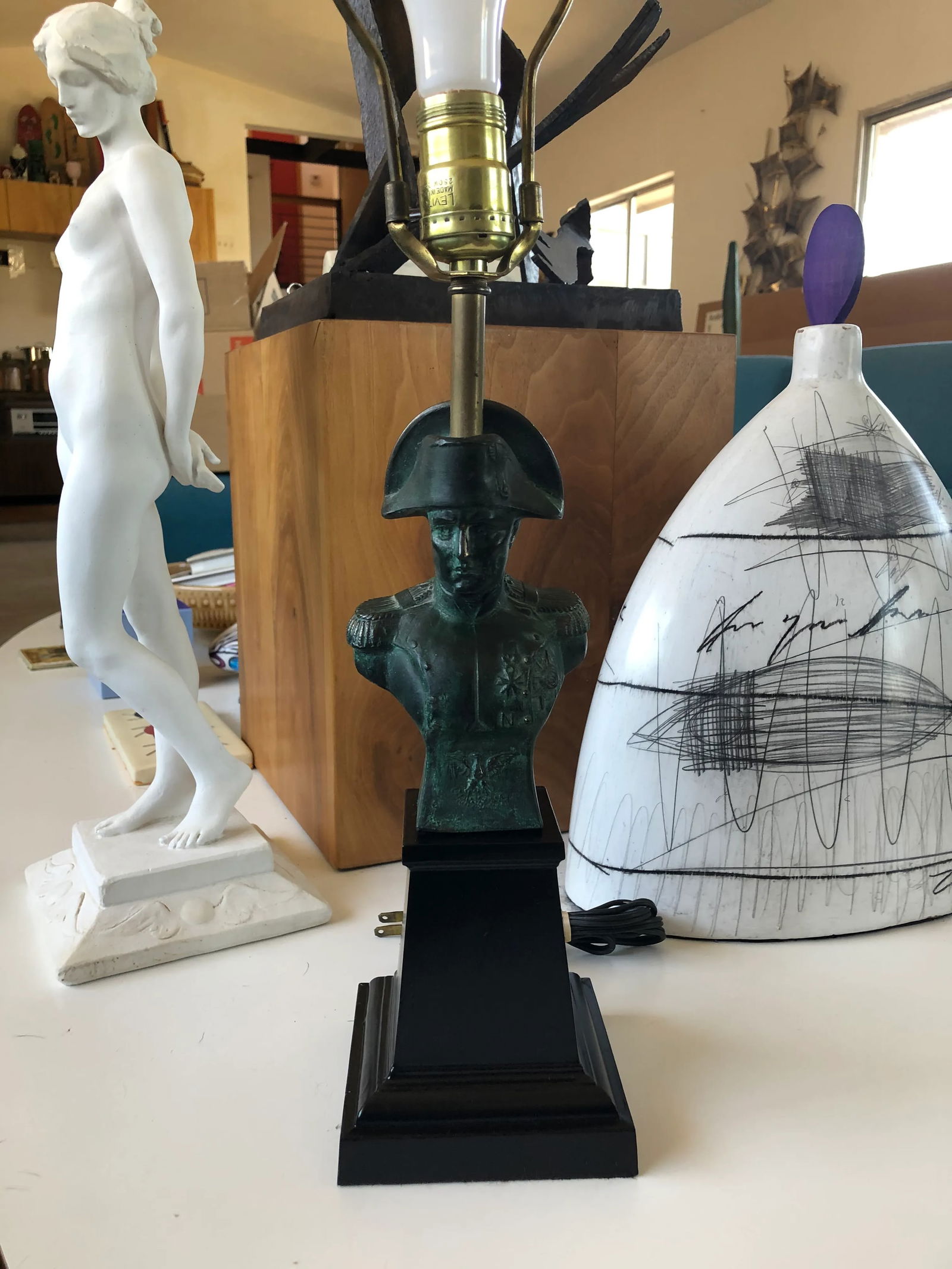Bronze Bust of Napoleon Small Lamp Made in Italy - 2
