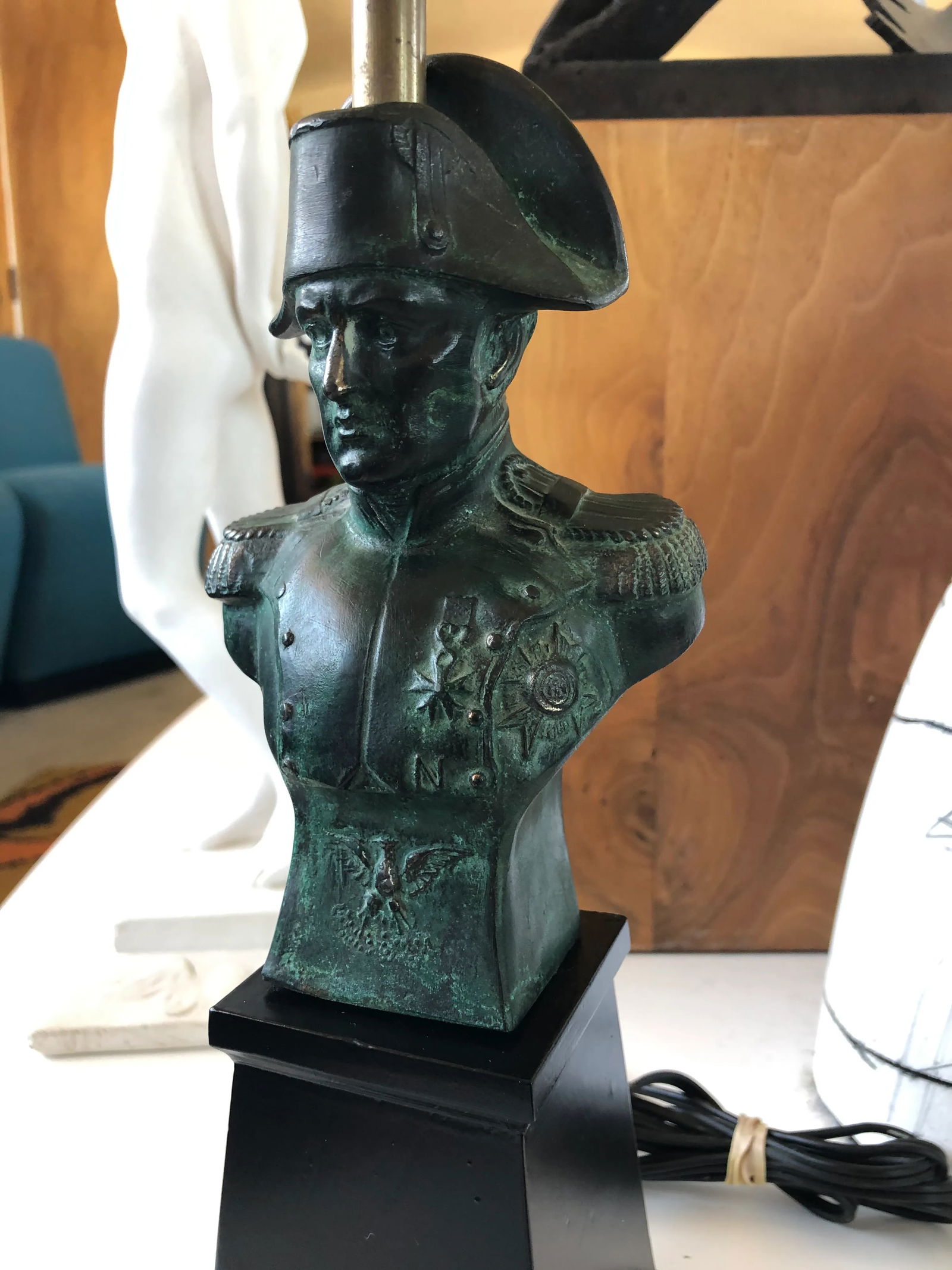 Bronze Bust of Napoleon Small Lamp Made in Italy - 3