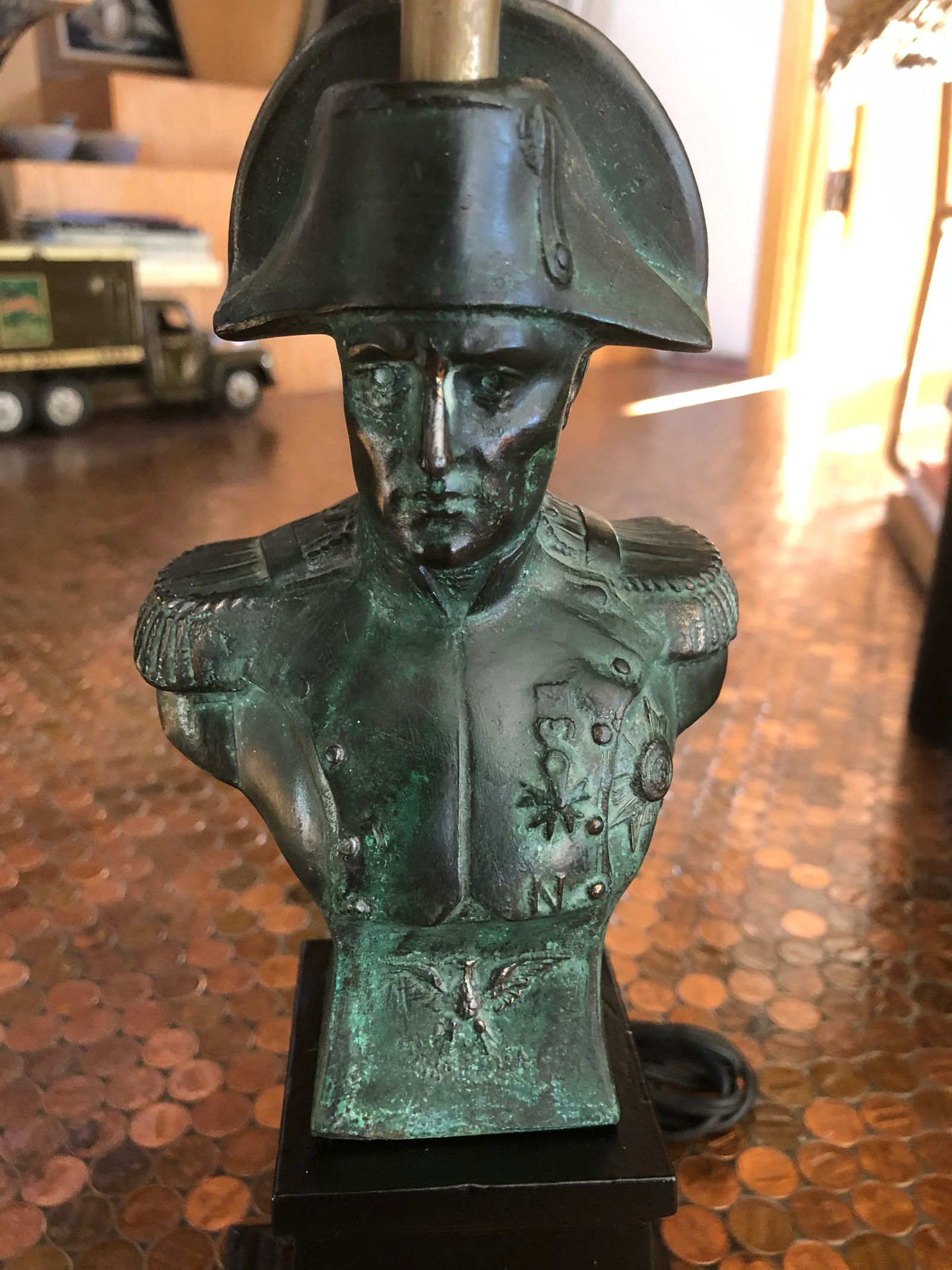 Bronze Bust of Napoleon Small Lamp Made in Italy - 6