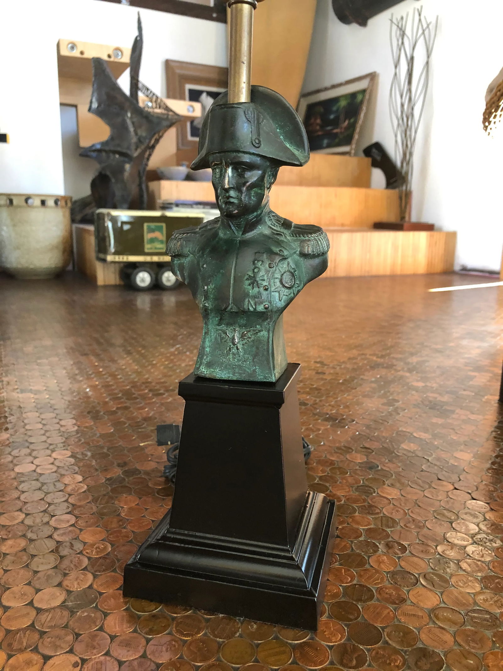 Bronze Bust of Napoleon Small Lamp Made in Italy - 9