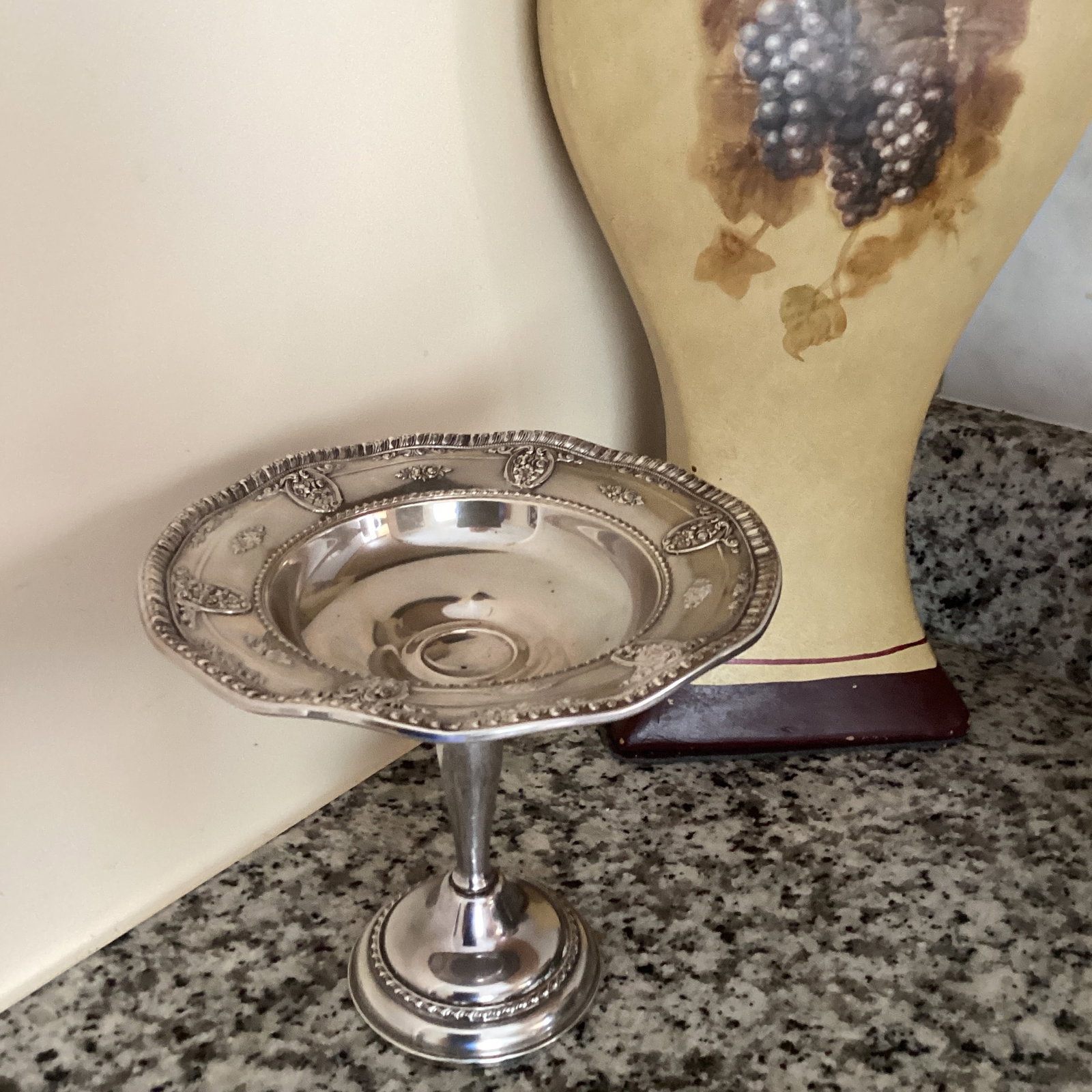 Vintage Wallace Rose Point Sterling Silver Footed Compote Dish Weighted and Reinforced #4793 - 12