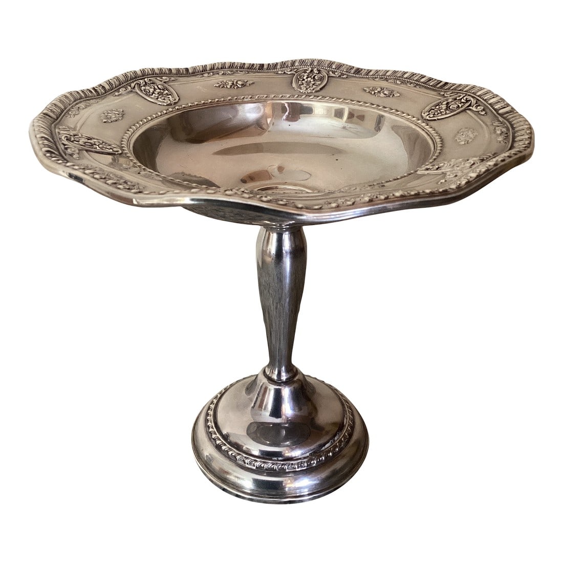 Vintage Wallace Rose Point Sterling Silver Footed Compote Dish Weighted and Reinforced #4793 (1 of 12)