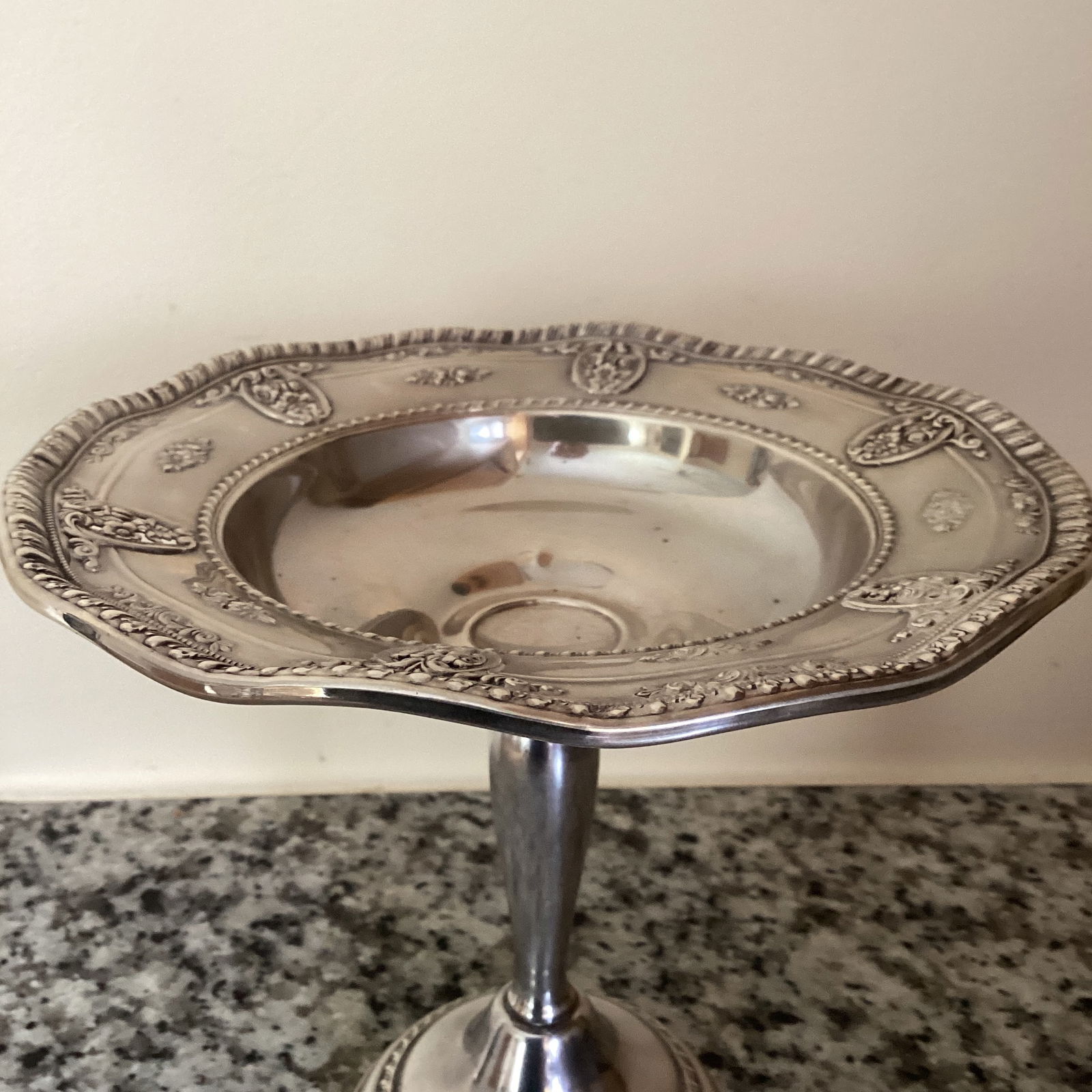Vintage Wallace Rose Point Sterling Silver Footed Compote Dish Weighted and Reinforced #4793 - 2