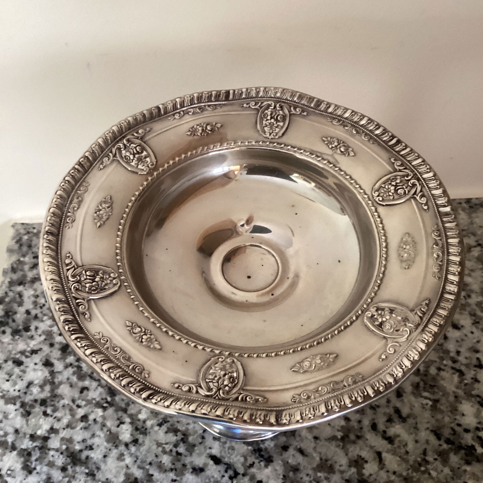 Vintage Wallace Rose Point Sterling Silver Footed Compote Dish Weighted and Reinforced #4793 - 3