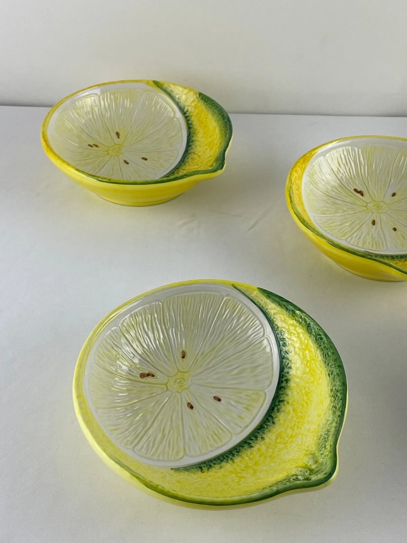 Vintage Italian Lemon Design Small Snack Bowls- Set of 5 - 4