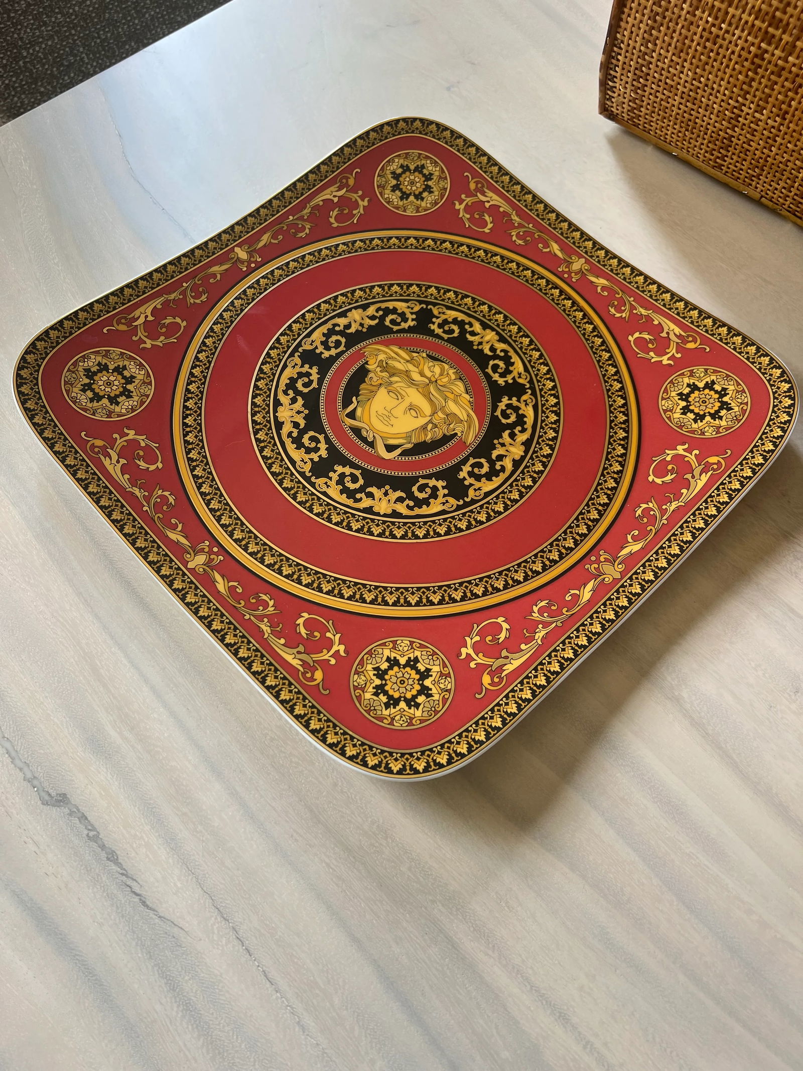 1990s Versace Medusa Red by Rosenthal Square Charger Plate - 3