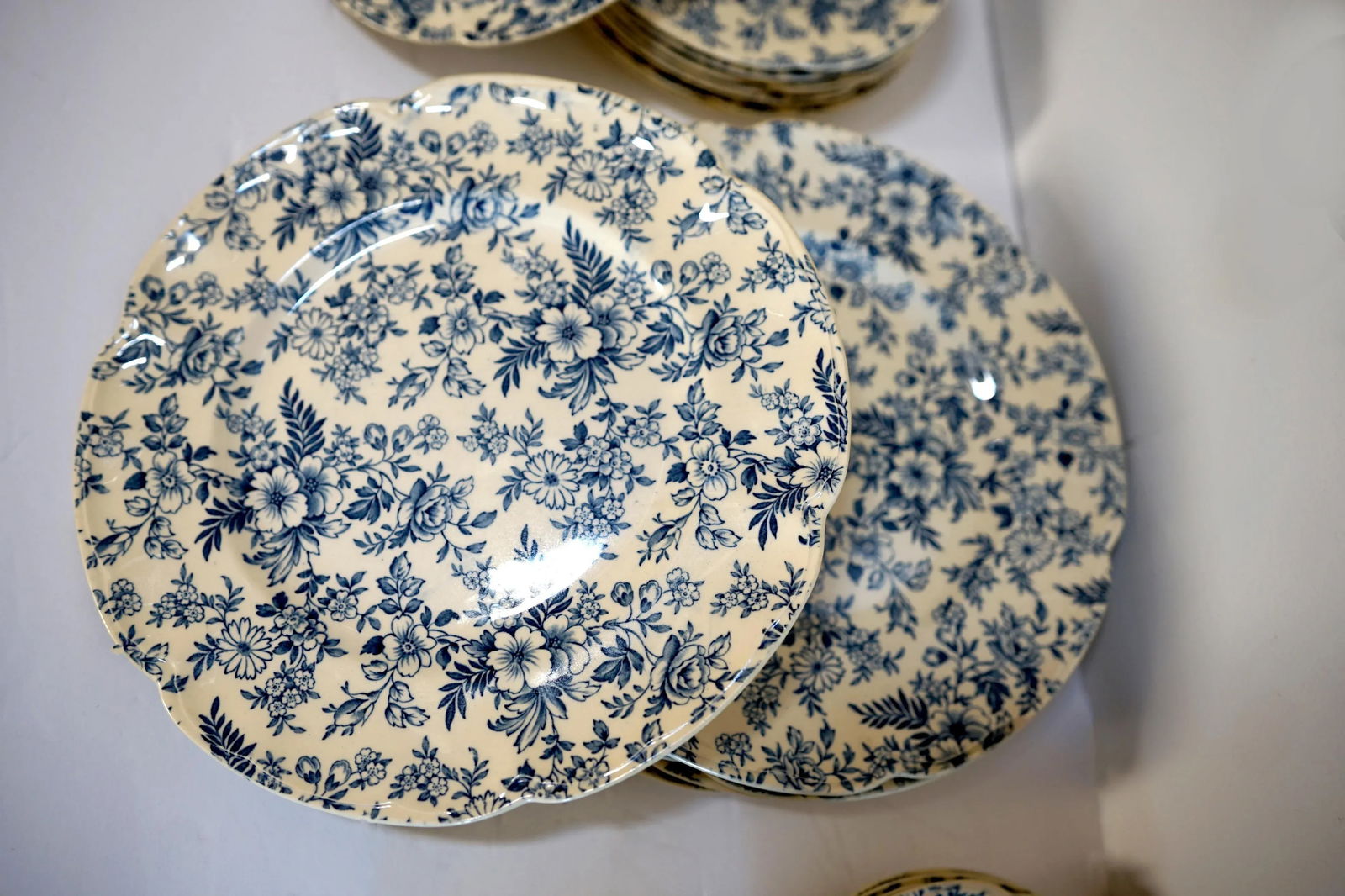 19th Century Johnson Brothers 40 Pieces Blue and White Victorian Chintz - 3